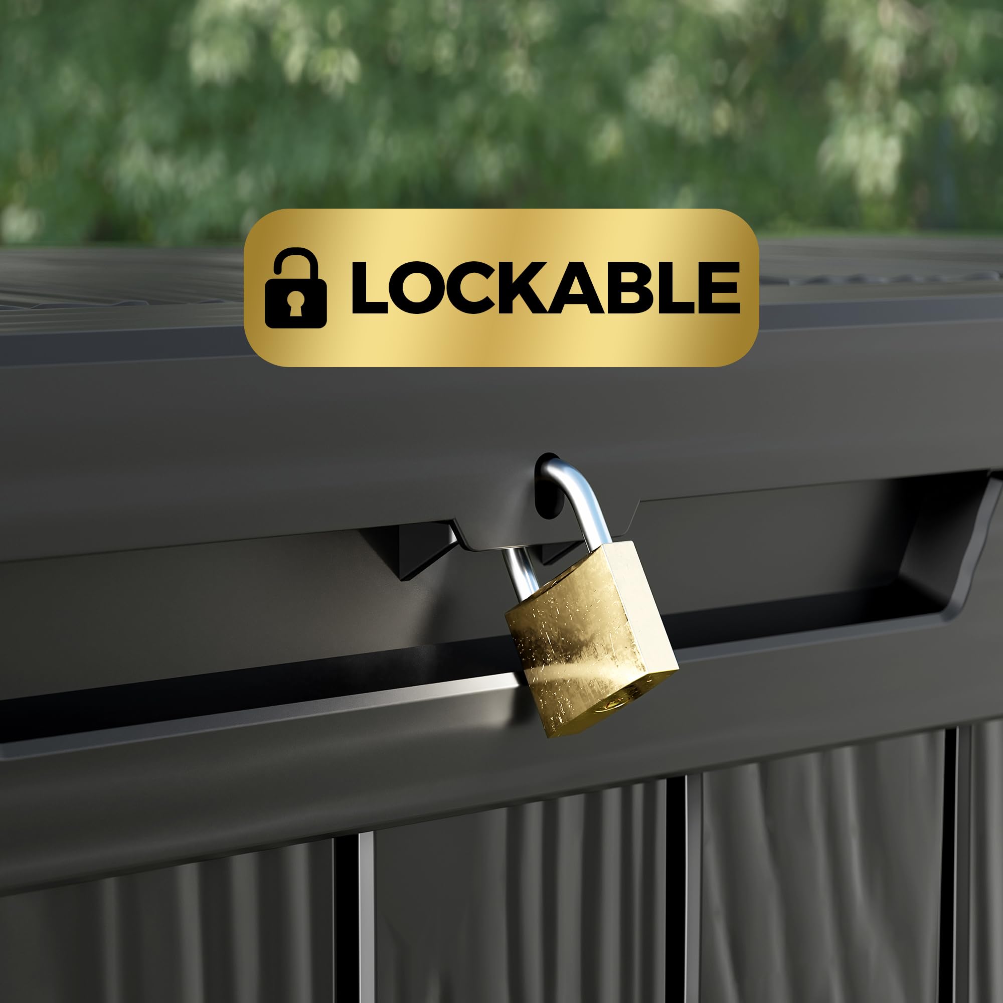 100 Gallon Lockable Resin Deck Box - Waterproof & UV-Resistant Outdoor Storage Container for Patio Cushions, Pool Toys, and Garden Tools | Perfect for Backyard, Poolside, and Deck Organization (Black)