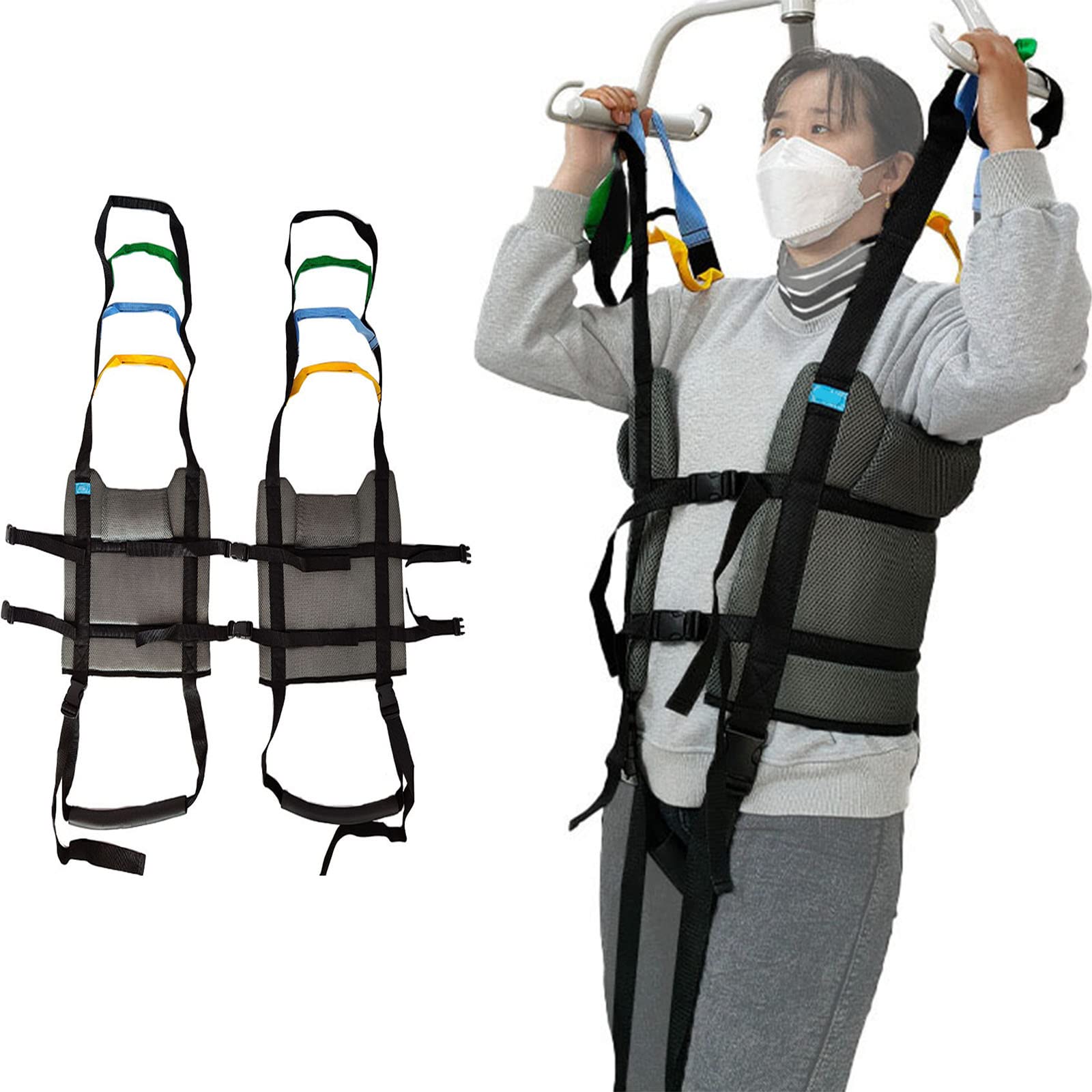 Adjustable 4-Position Sit to Stand Lift Sling for Elderly & Disabled - Full Body Support Belt for Patient Transfer, Walking Aid & Mobility Assistance - Ideal for Home Care, Nursing Homes & Rehabilitation Centers