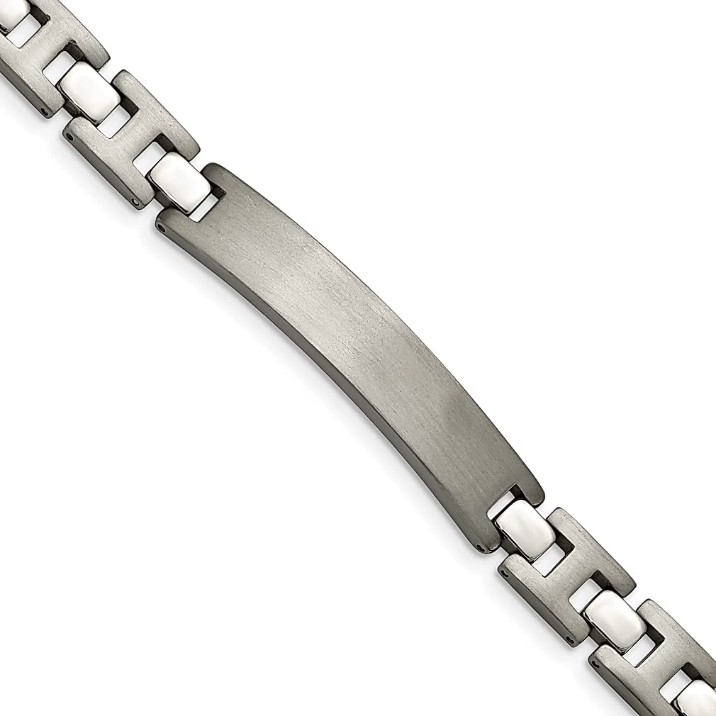 ICE CARATS Titanium Brushed 8.5 Inch ID Bracelet for Women - Stylish Fashion Jewelry Gift for Her - Perfect for Everyday Wear, Special Occasions & Anniversary Gifts