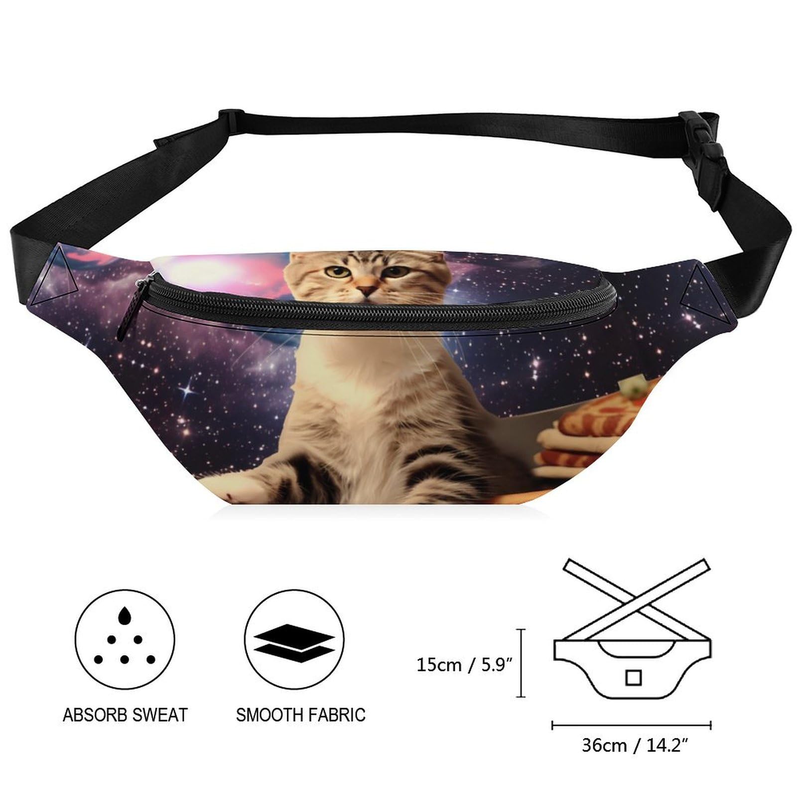 Stylish Adjustable Space Cat Belt Bag - Crossbody Waist Pouch for Women & Men | Perfect for Travel, Concerts & Everyday Use