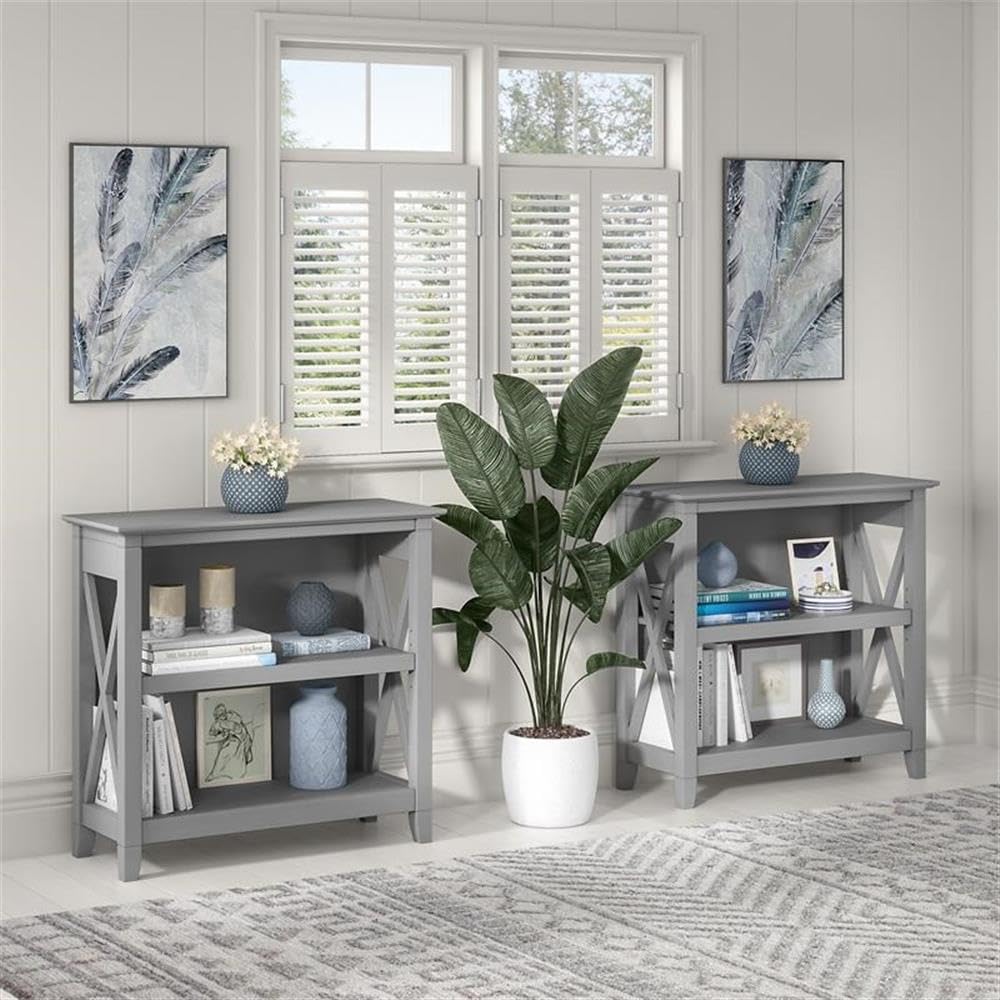 UrbanPro Small 2 Shelf Bookcase in Cape Cod Gray - Engineered Wood Book Shelf for Living Room, Bedroom, Office - Compact Storage Solution for Books, Decor & Essentials