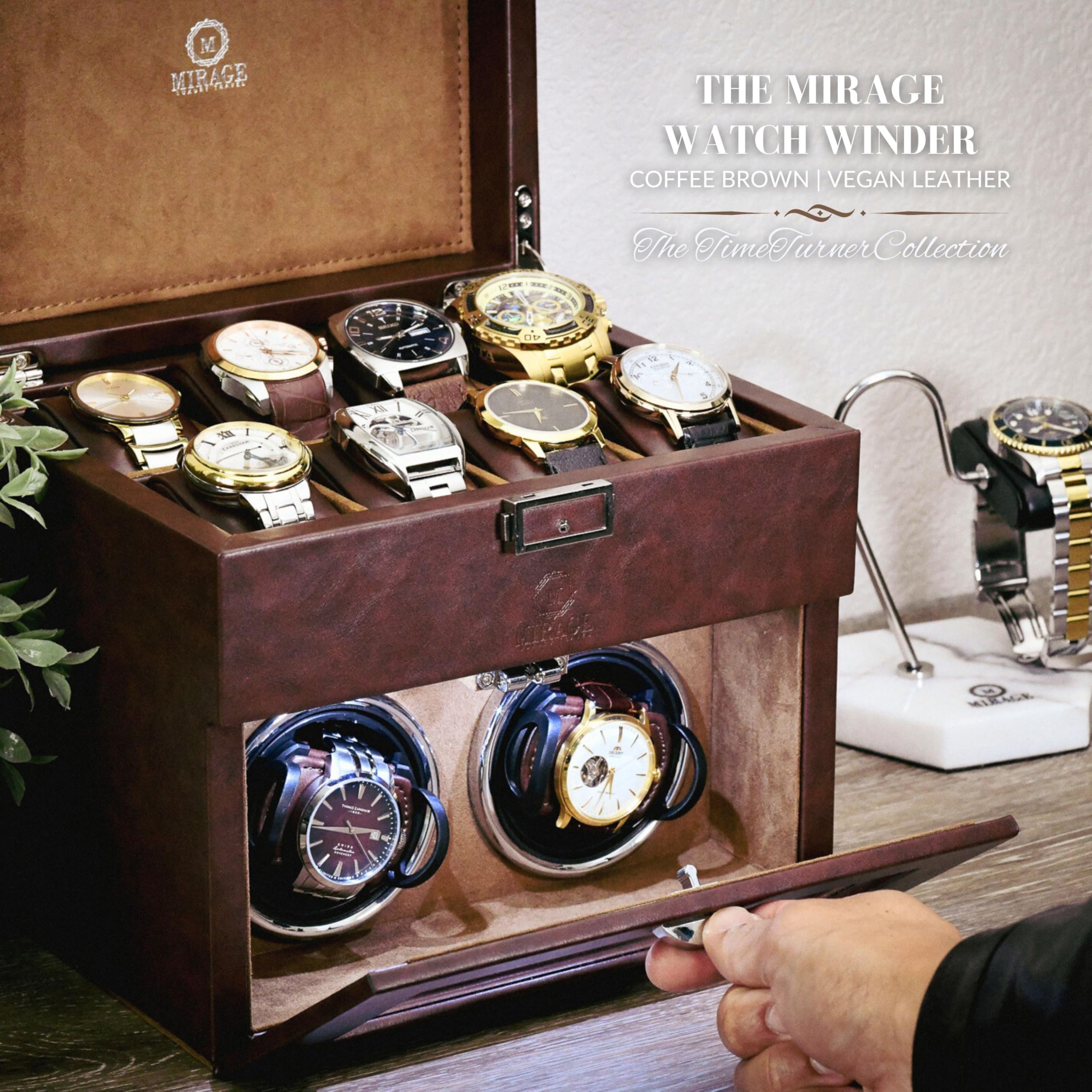 Premium 8-Slot Automatic Watch Winder Box - Luxury Travel Case for Rolex, Omega & Mechanical Watches | Perfect for Watch Collectors, Business Travel & Home Display