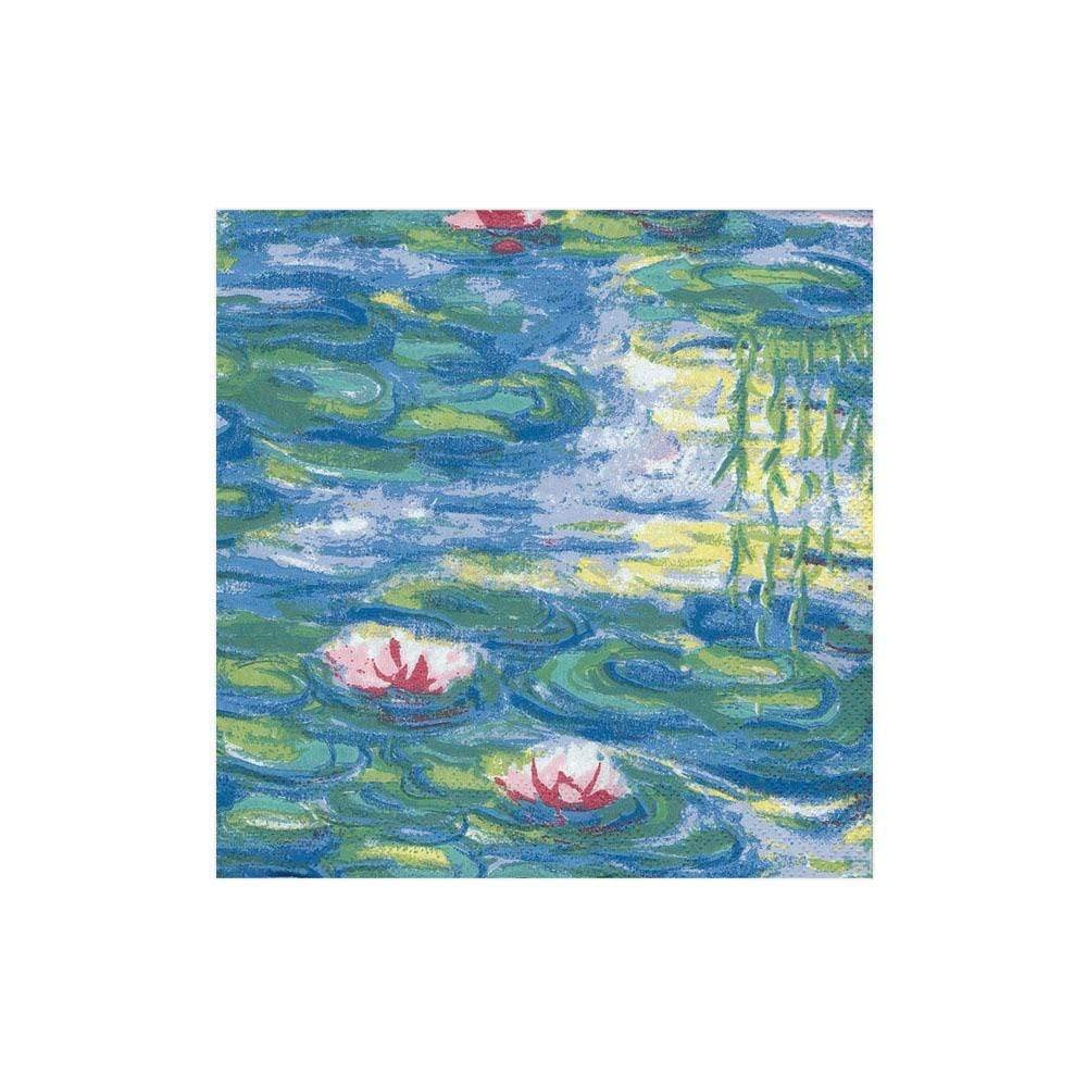 Caspari Nympheas Floral Design Paper Cocktail Napkins - 4 Packs of 20 Count, Decorative Water Lily Patterned Party Napkins for Weddings, Bridal Showers & Elegant Gatherings