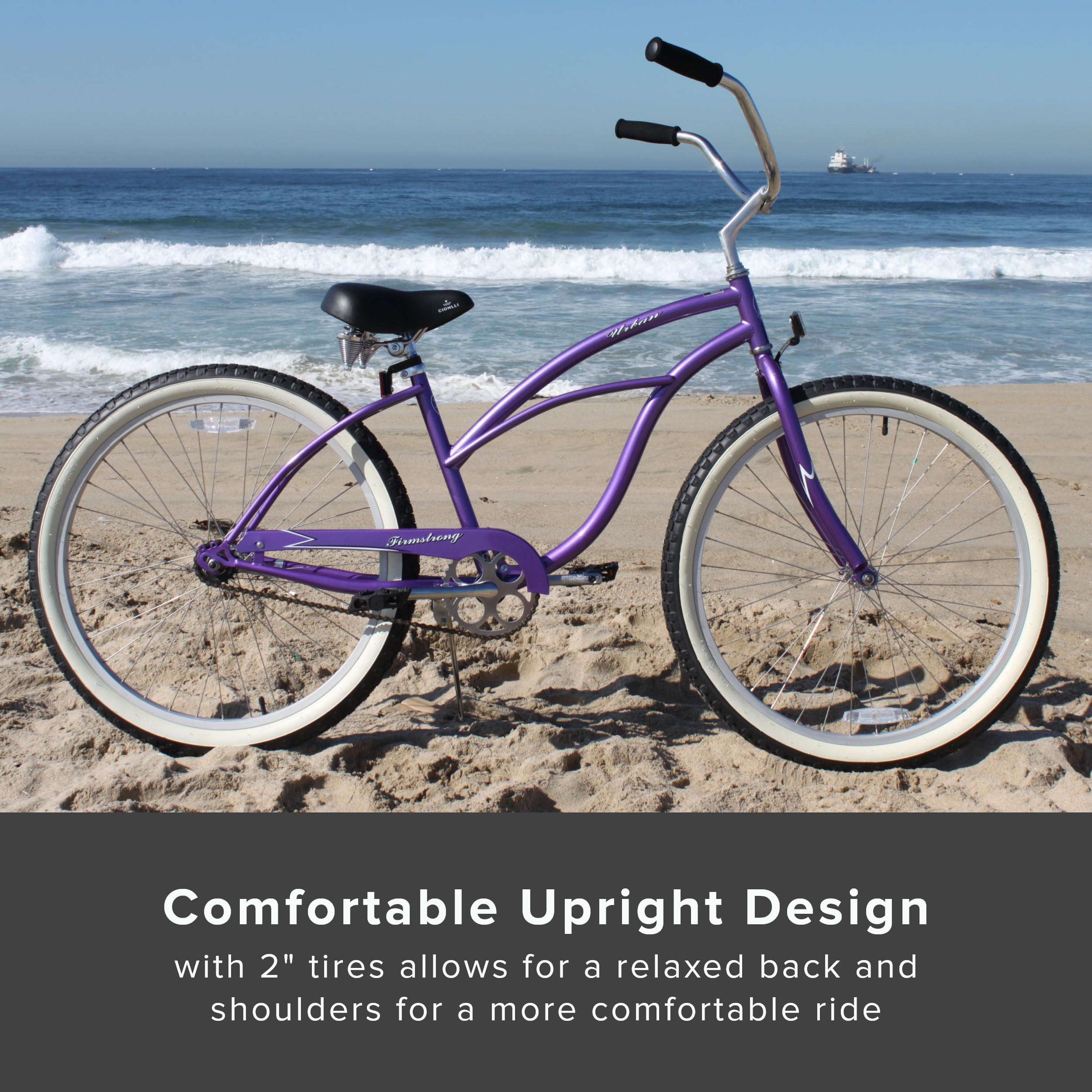 Firmstrong Urban Lady Beach Cruiser Bike - Women's Comfortable Single Speed Bicycle for Casual Riding, Commuting & Beach Cruising - Perfect for Leisure, Exercise & City Commutes