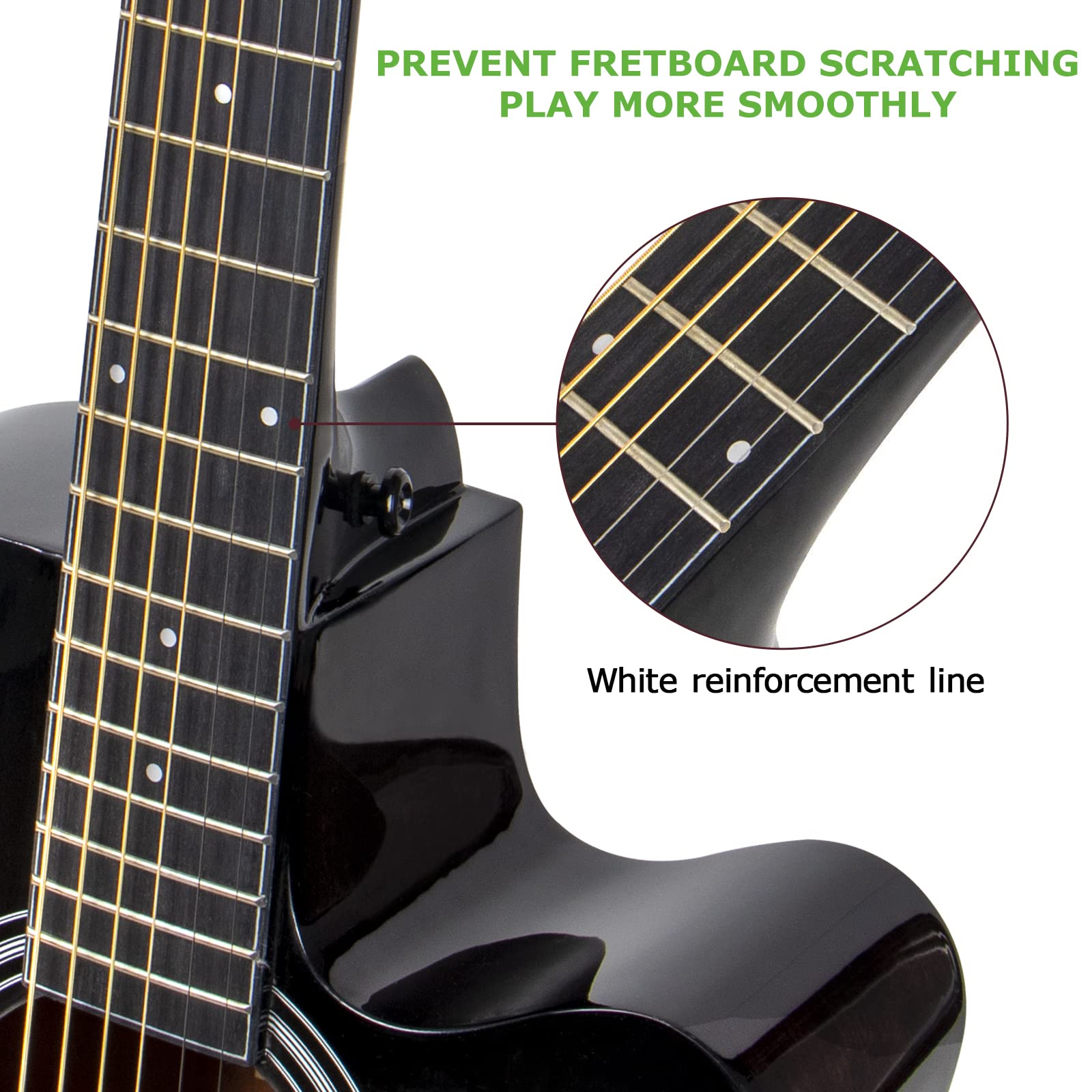 AKLOT 4/4 Full Size Cutaway Acoustic Guitar for Beginners - Folk Style Starter Kit with Gig Bag, Tuner & Accessories - Perfect for Home Practice, Campfire Singalongs & Music Lessons