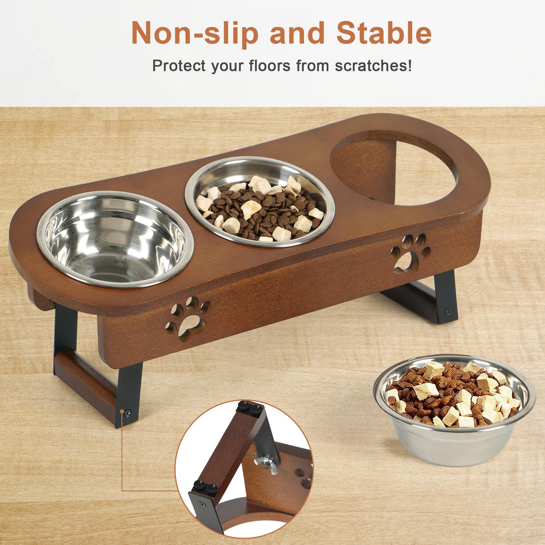 **Elevated Cat Food Bowls - 2 Height Adjustable Raised Pet Bowls for Cats & Small Dogs, Tilted Feeder Stand with 3 Bowls - Perfect for Senior Pets & Digestion Support**    *(Use Cases: Ideal for older cats/dogs, pets with arthritis, or digestive issues; helps reduce neck strain and promotes comfortable feeding.)*