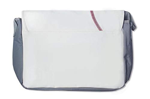 Ole Miss Rebels Baseball Leather Laptop Messenger Bag - Genuine Baseball Material - White - Perfect for College, Work & Travel