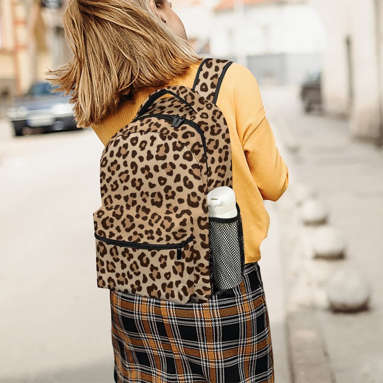 Fiokroo Leopard Print Backpack for School, Travel & Work - Stylish Laptop Backpack with Multiple Pockets for Students, Teens, Men & Women | Perfect for College, Commuting & Weekend Getaways