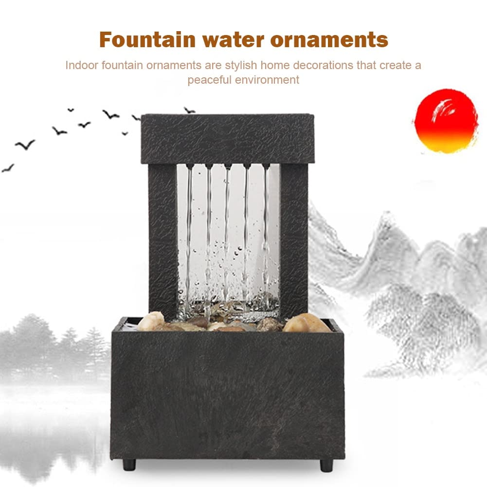 Relaxing Desktop Fountain - Indoor Waterfall Decor for Home, Office & Teahouse | Zen Flowing Water Feature with LED Lights | Perfect Stress Relief Gift & Feng Shui Decor for Workspace, Meditation Room