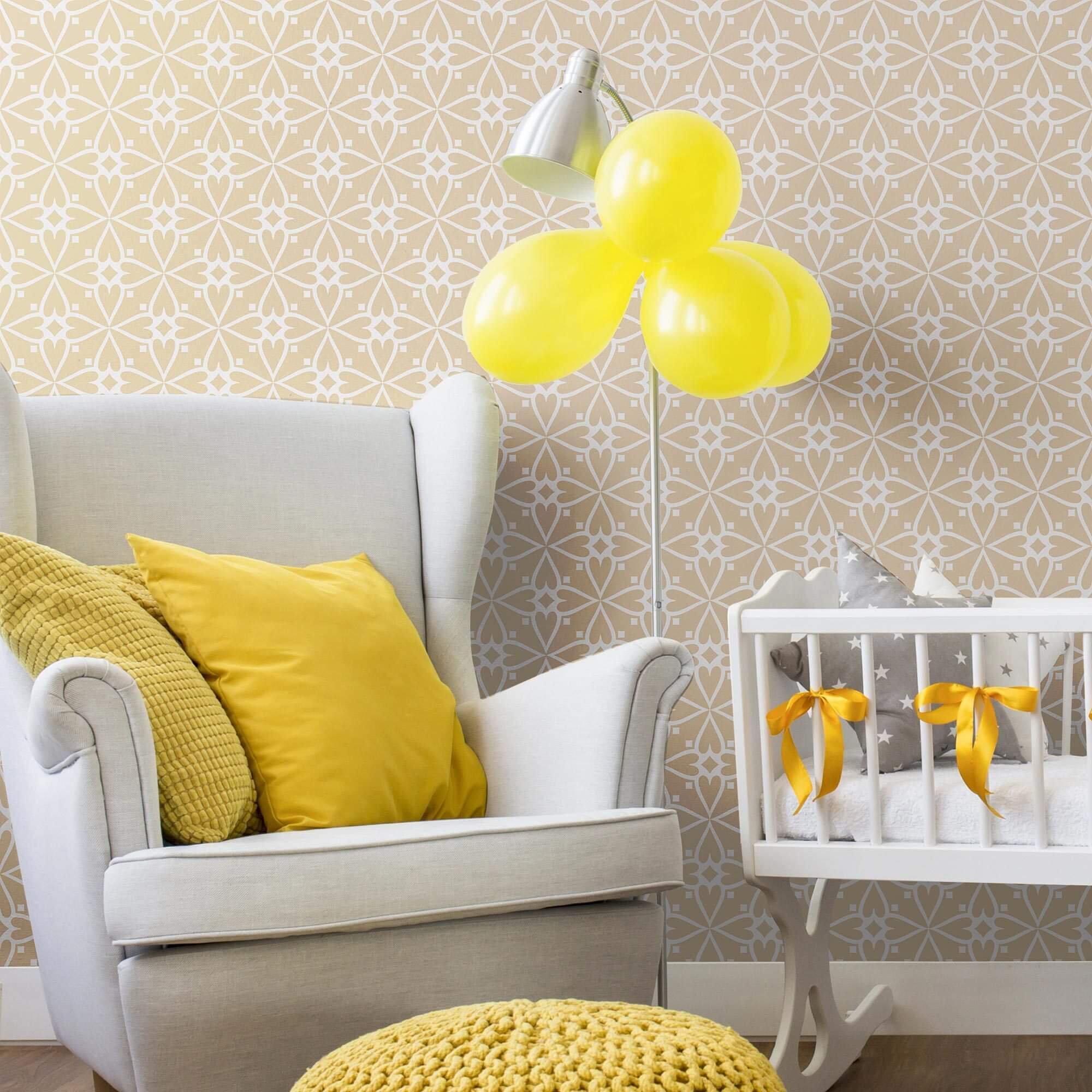 Beige and Gold Damask Peel and Stick Removable Wallpaper - Self-Adhesive Wall Covering for Bedroom, Living Room & Home Decor
