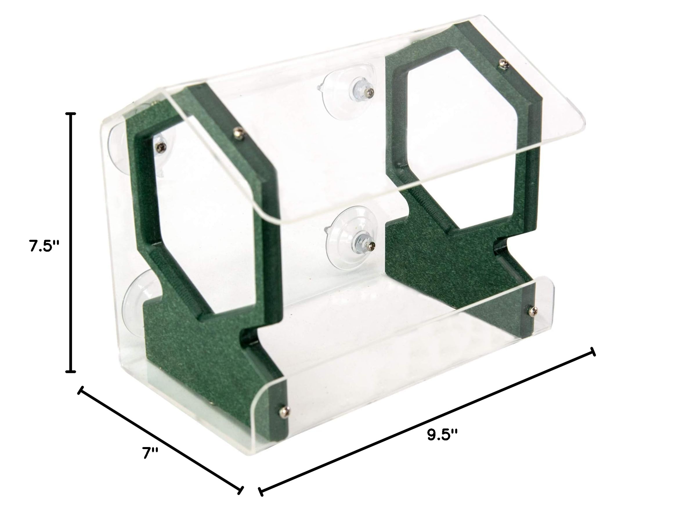 JC's Wildlife Geometric Diner 9 Window Bird Feeder - Easy to Clean & Fill, 3 Cups Seed Capacity - Clear Acrylic with Strong Suction Cups (Green) - Perfect for Bird Watching at Home, Office or Garden Windows