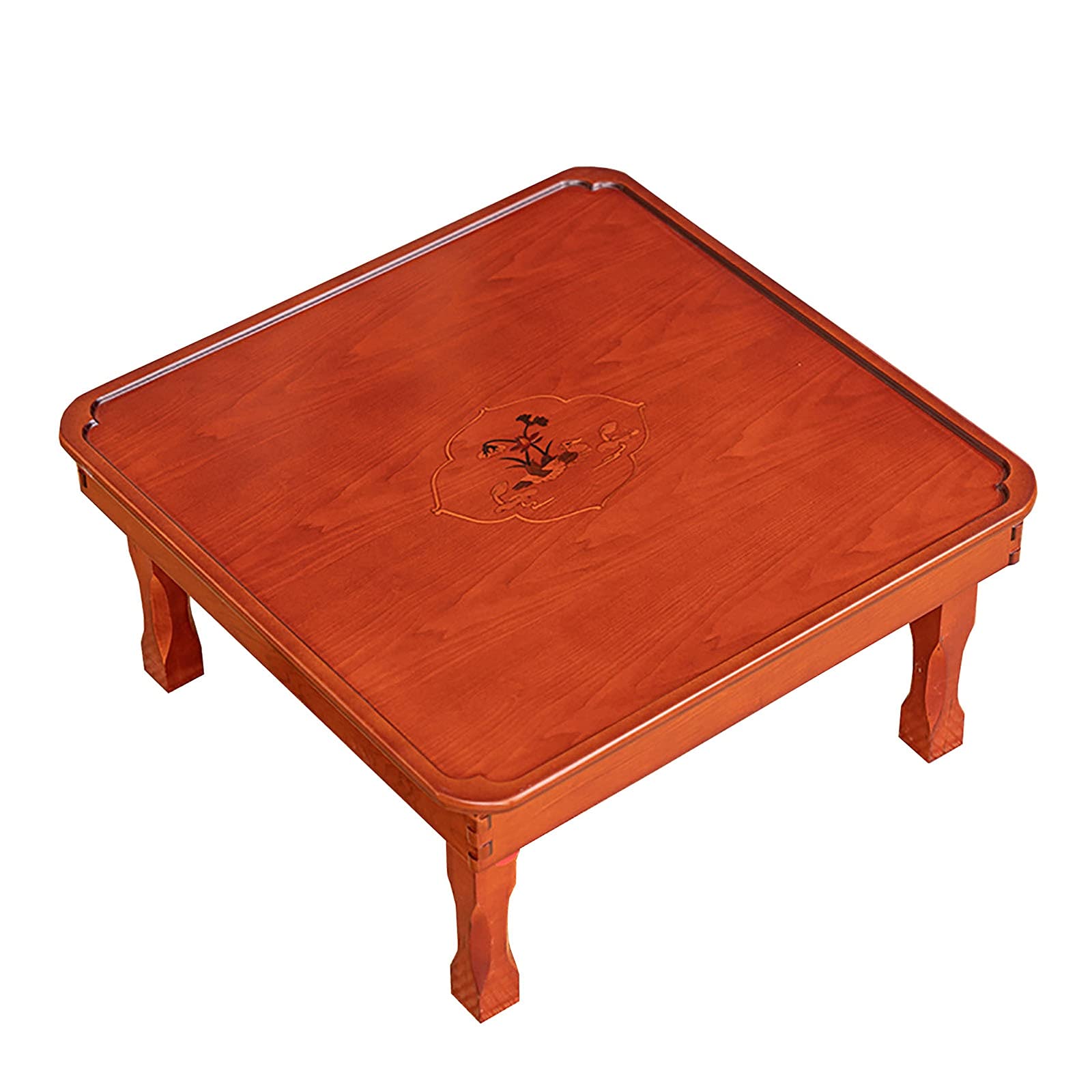 Hand-Painted Folding Square Table - Korean Tatami Tea Table, Low Wooden Kang Table for Bay Window (70cm) | Perfect for Small Spaces, Meditation, and Traditional Tea Ceremonies