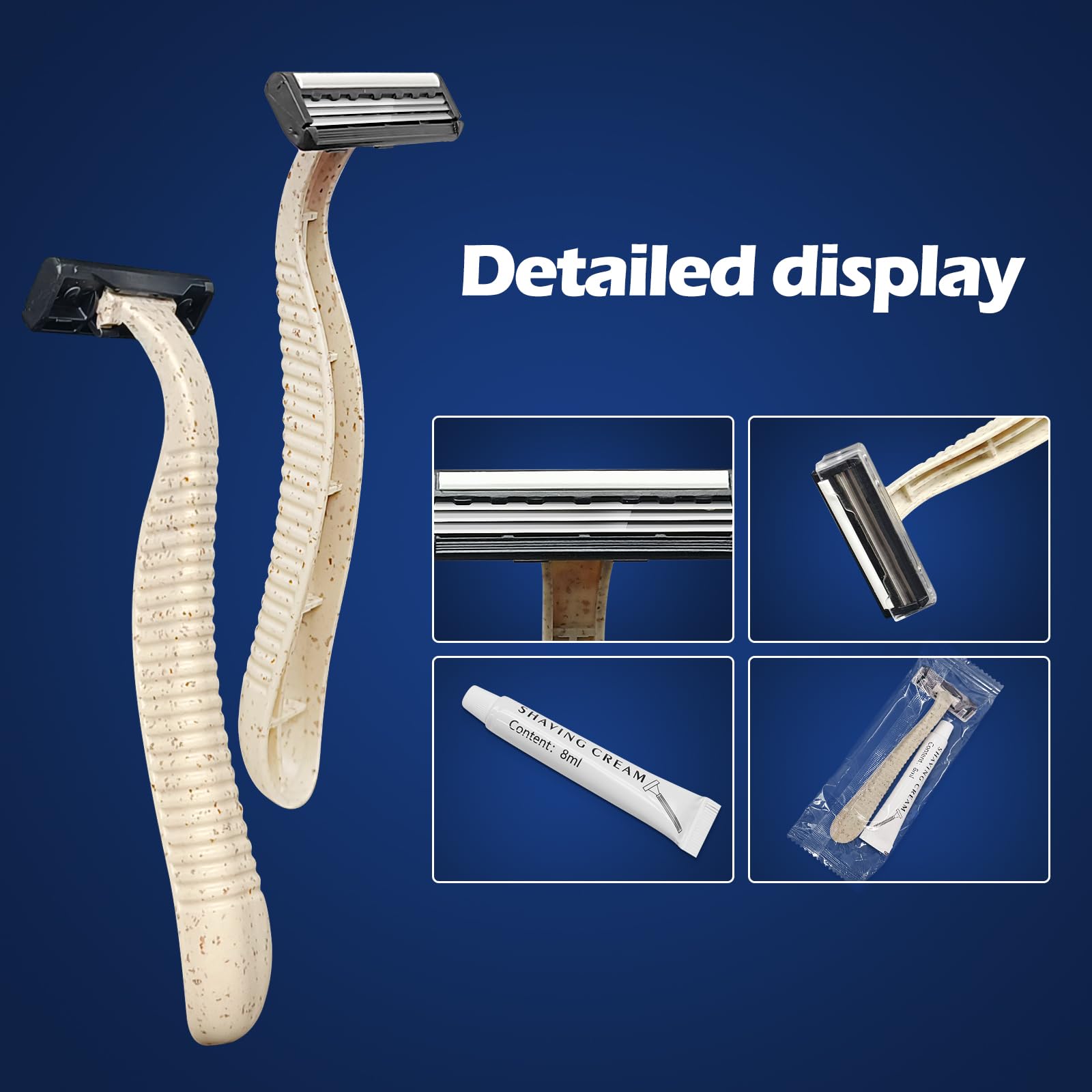 (50 Pack) Kheoxusa 3-Blade Disposable Razors - Individually Wrapped, Triple Blade Shaving Razors for Men & Women - Perfect for Travel, Hotels, Airbnb, Shelters, and On-The-Go Grooming