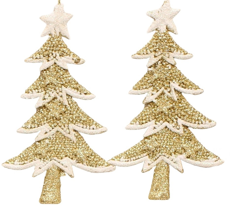 2 Pack Glitter Christmas Tree Ornaments - Red, Gold, White Holiday Decorations for Xmas Tree, Home, Office & Party Decor