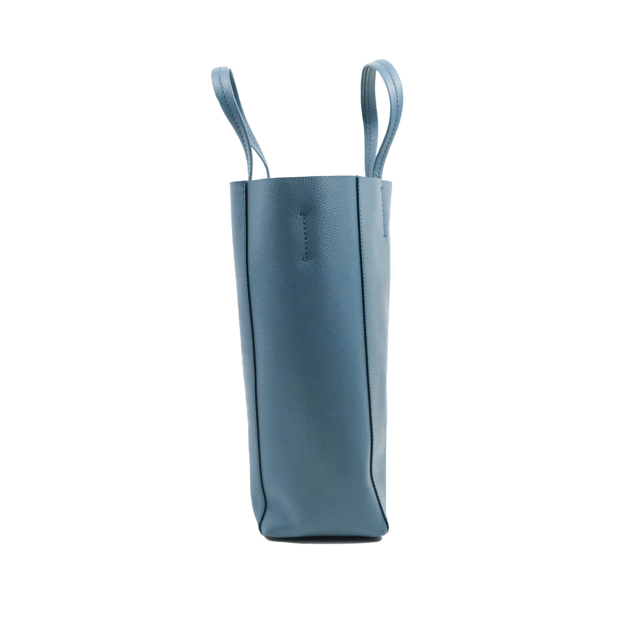 Celine Small Vertical Cabas Tote Bag in Blue Grained Calfskin Leather with Silver Hardware - Perfect for Work, Travel & Everyday Use