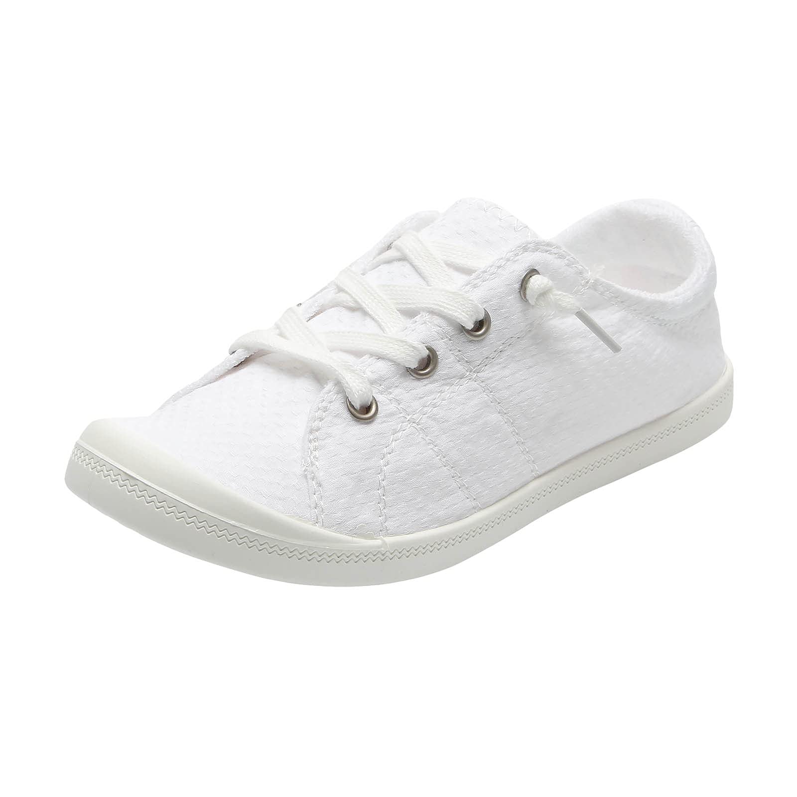 Women's Canvas Sneakers - Vulcanized Autumn Loafers for Casual Wear | Soft & Comfortable Flat Shoes | Wide Width Available in Black & White (Size 9) | Perfect for Daily Commute, Weekend Outings & Office Wear
