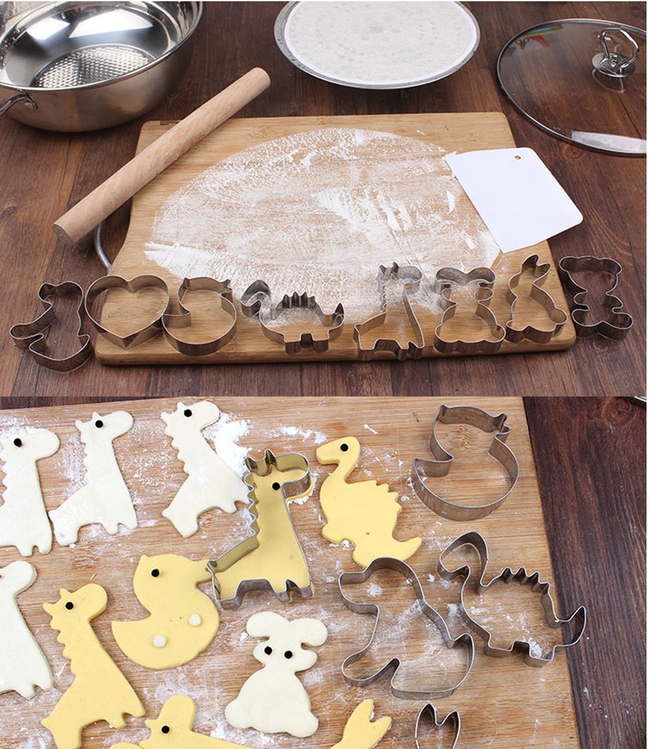 Premium Stainless Steel Tea Pot & Cup Cookie Cutter Set - 3D Baking Tools for Tea Party, Christmas Cookies, DIY Desserts & Holiday Decorations