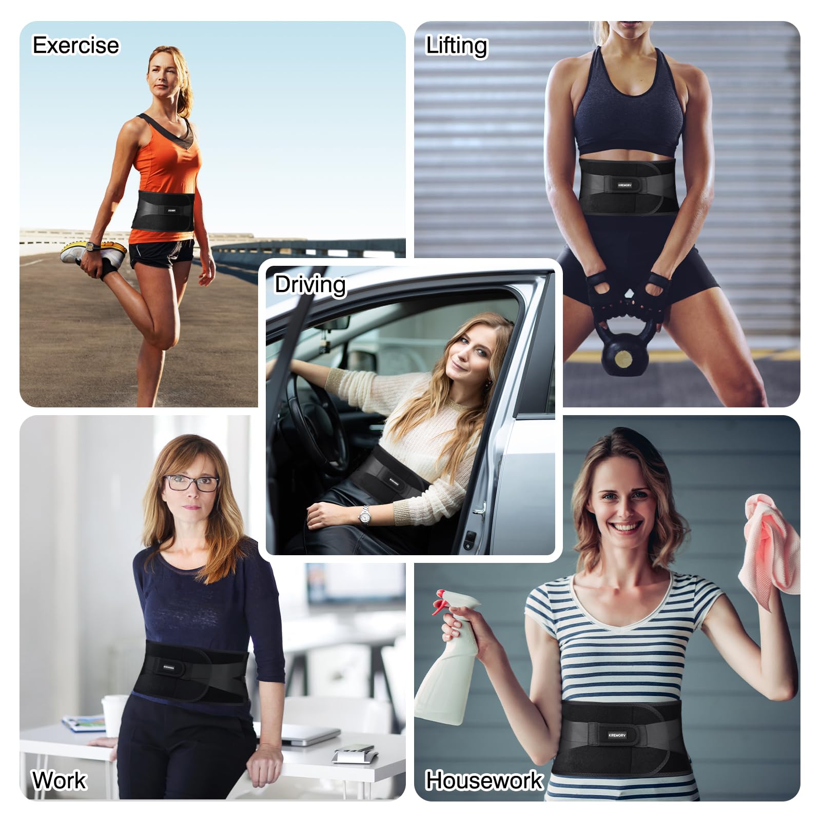Adjustable Ultra-Breathable Lumbar Support Belt for Women & Men - Back Brace for Sitting, Office Work, Sports & Posture Correction