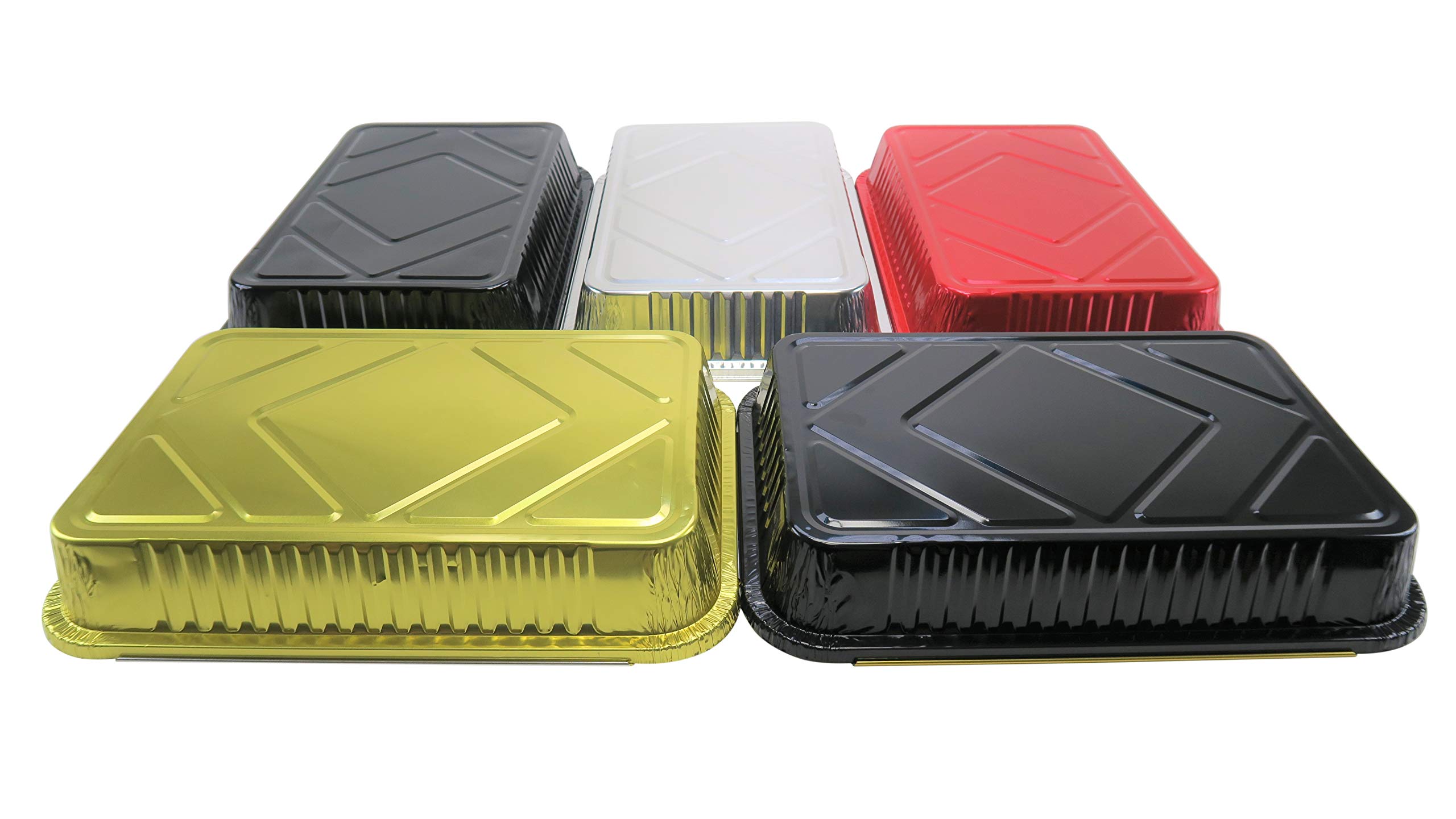 KitchenDance Disposable Colored Aluminum Oblong Baking Pan with Lid - 4 lbs Aluminum Foil Pans for Home & Restaurants - Perfect for Cakes, Lasagna, Casseroles & Meal Prep - 200 Count Black with Gold Interior (25 Pack) #52180L