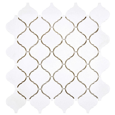 White Thassos Marble Arabesque Mosaic Tile - Premium Natural Stone Wall & Floor Tile for Bathroom, Kitchen Backsplash, and Shower Design