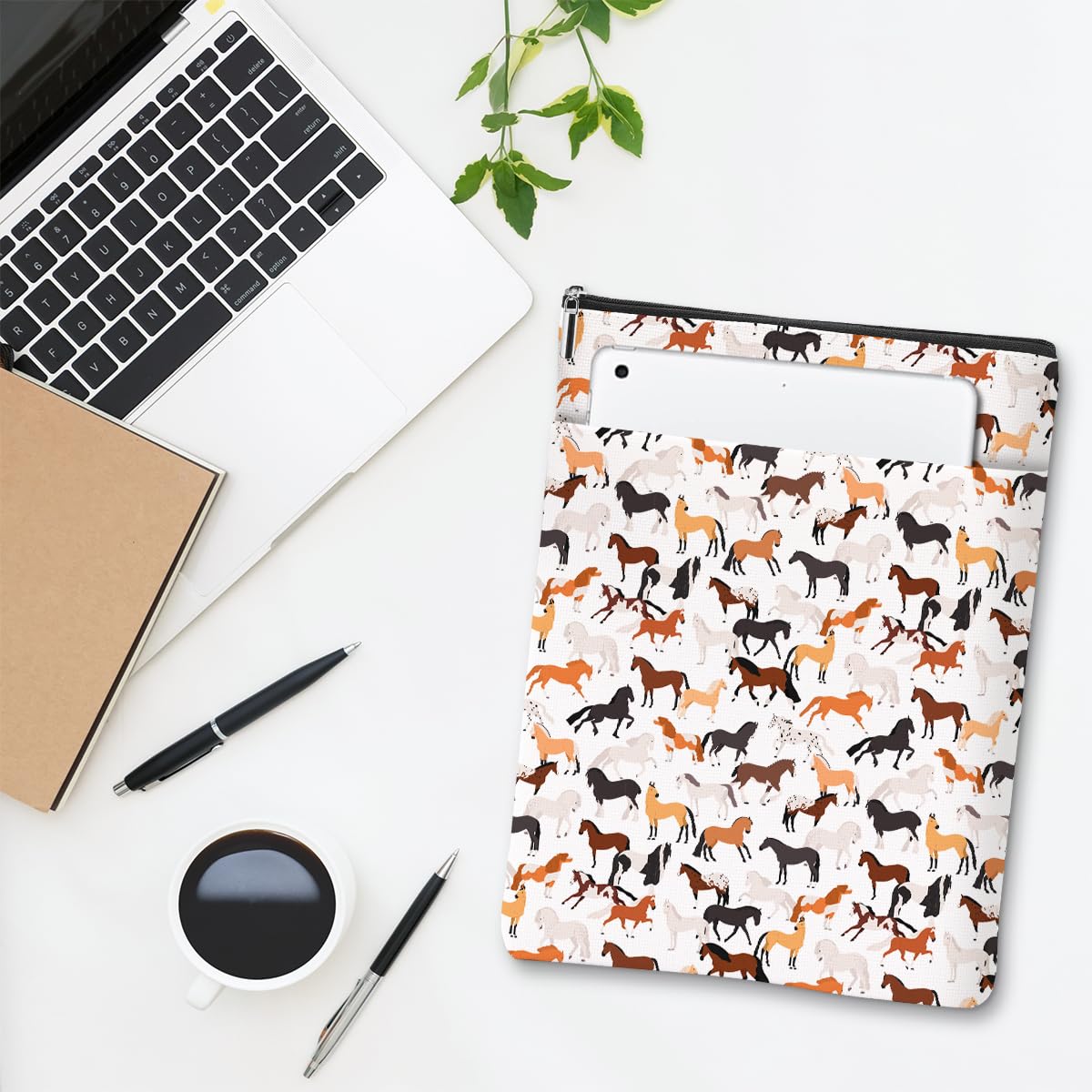 Cute Horse Print Book Sleeve Cover - Perfect Gift for Girls, Women & Book Lovers - Ideal for Sister, Daughter & Friends - Great for Christmas, Birthday & Graduation - Protects Books in Bags & While Reading - Animal Lovers Gift for Book Club Members & Students