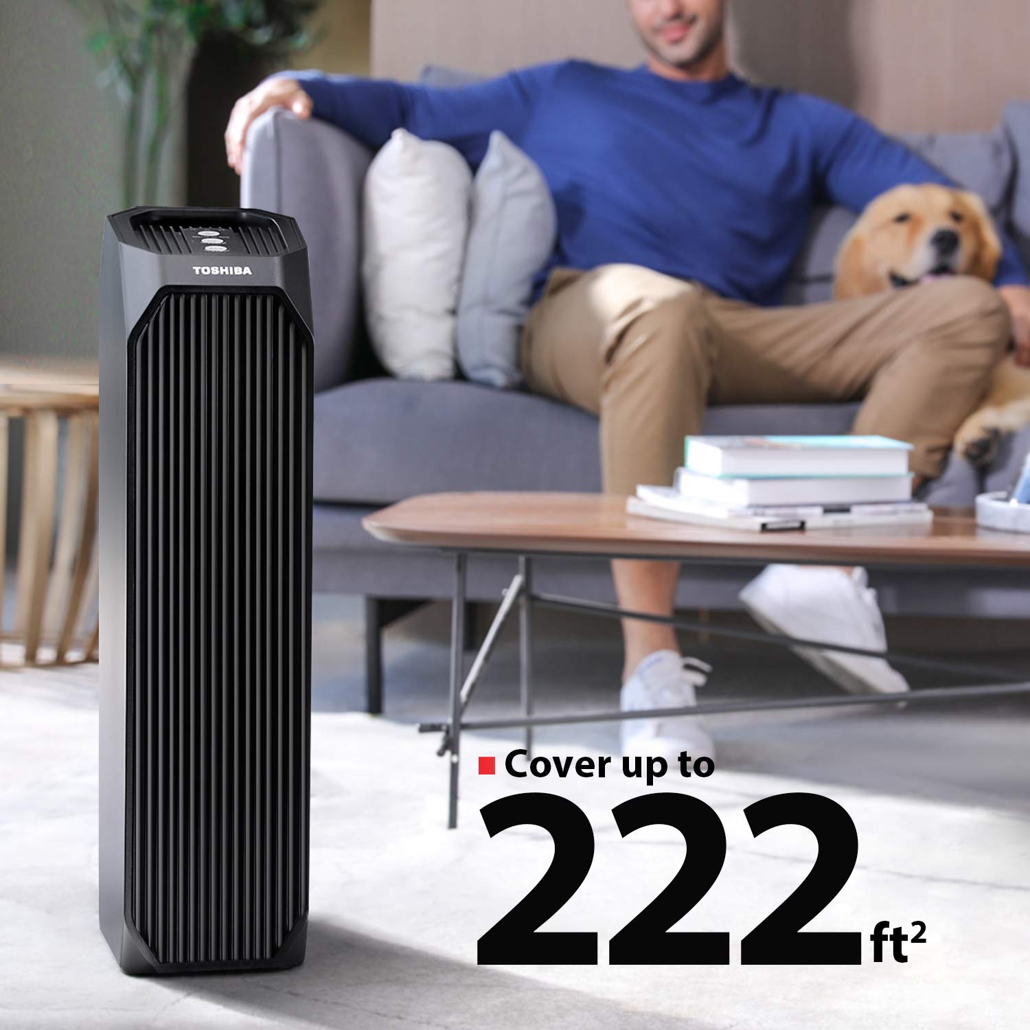 Toshiba CAF-W36USW Air Purifier with UV Light Sanitizer - Eliminates Smoke, Dust, Odors, Pollen & Pet Hair - Ideal for Home, Office & Bedroom Use - Black