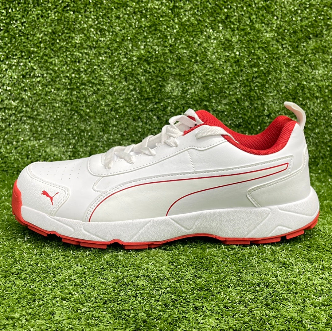 Puma Cricket Shoes for Men & Women - White, Grey, Dawn Red Blast - Lightweight & Comfortable for Sports, Running, Gym & Casual Wear