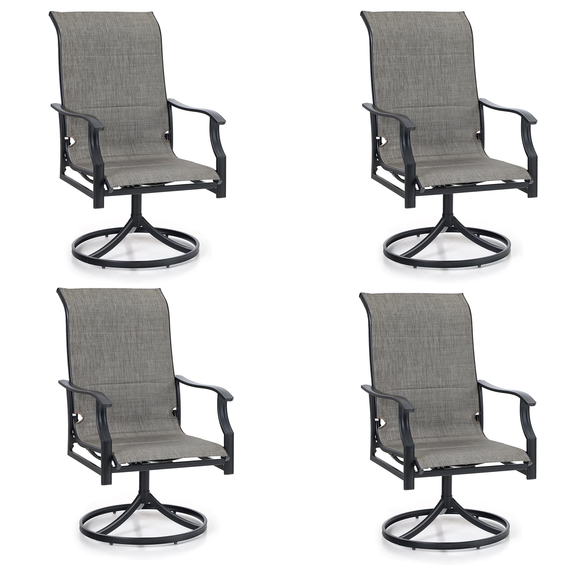 4-Piece Outdoor Swivel Dining Chair Set - High Back Patio Chairs with Durable Textilene Mesh Fabric, All-Weather Garden Furniture for Porch, Balcony, Backyard & Deck - Perfect for Outdoor Entertaining & Relaxation