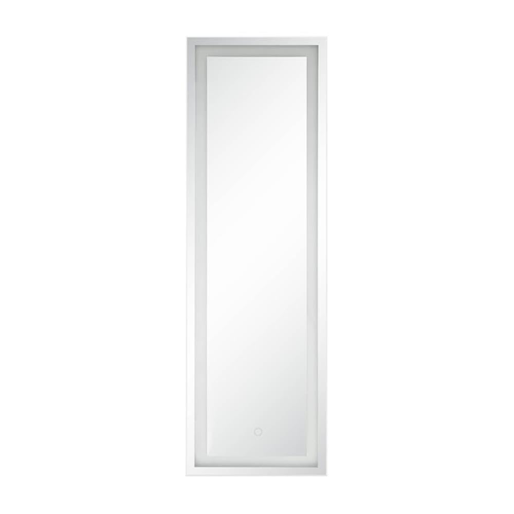Acme Dominic Rectangle Wooden Frame LED Floor Mirror - Full Length Standing Mirror with Modern Wood Frame & Adjustable Lighting for Bedroom, Living Room, Dressing Room & Home Decor