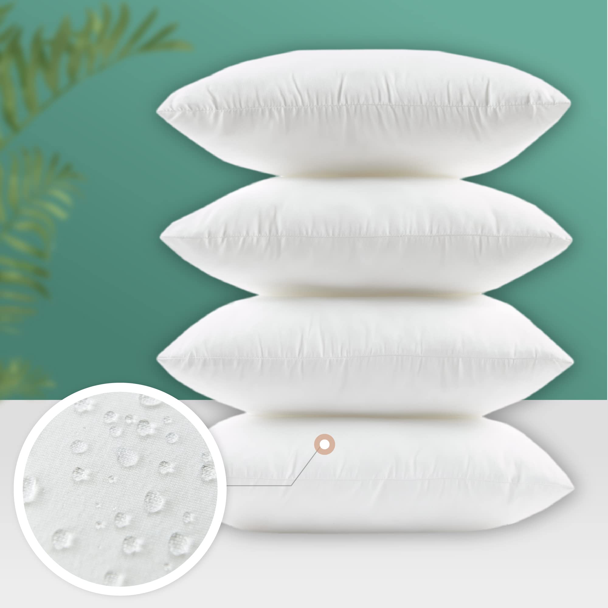 Premium 18x18 Inch Waterproof Outdoor Pillow Inserts Set of 4 - All-Weather Throw Pillows for Patio Furniture, Garden Chairs, Poolside Loungers & Deck Decor
