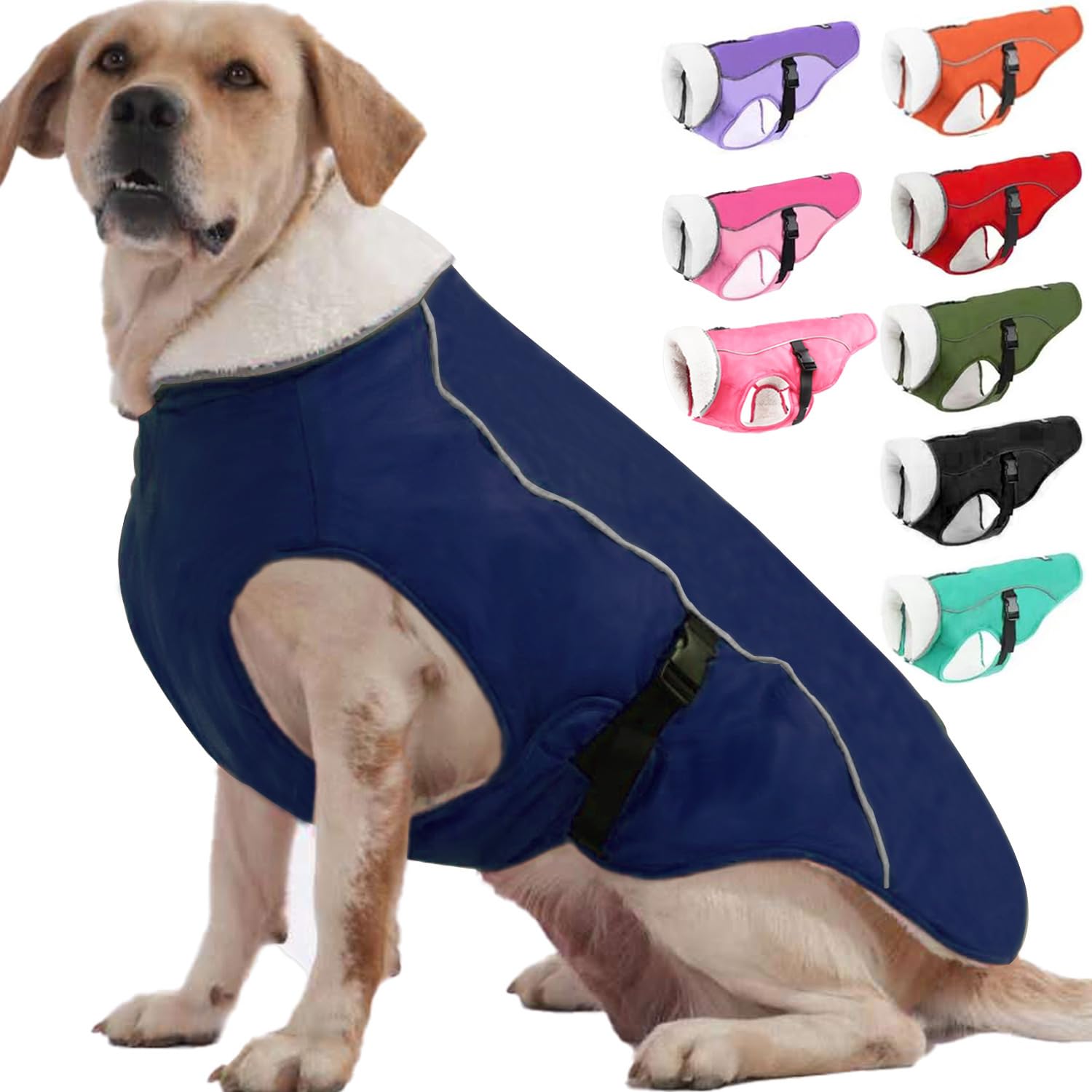 EMUST Waterproof Winter Dog Coat - Adjustable Small/Medium/Large Dog Jacket for Cold Weather, Blue | Warm Snow Protection for Outdoor Walks & Winter Adventures