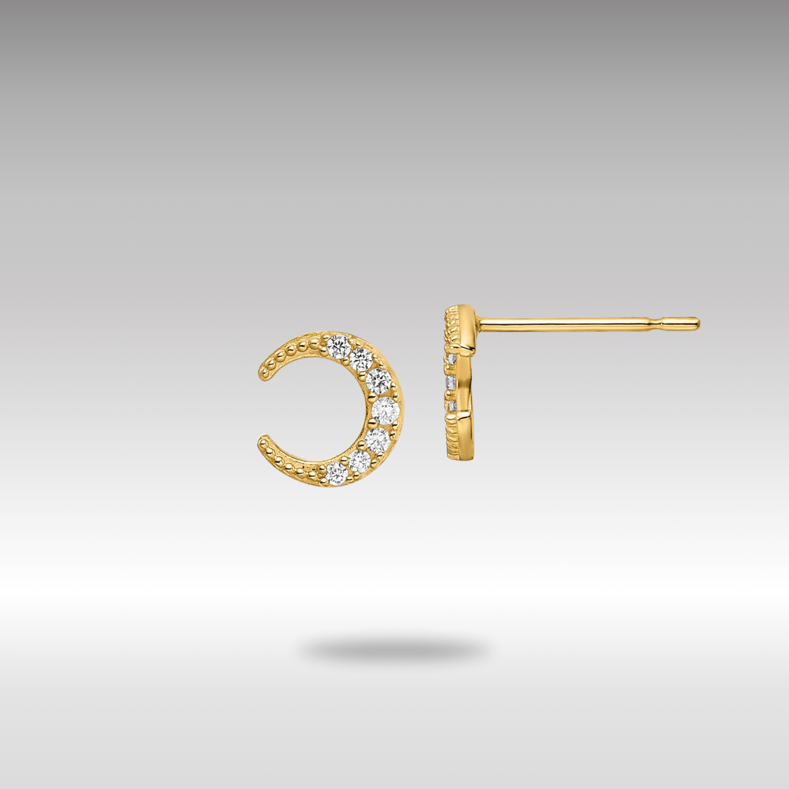 Gold CZ Moon Post Earrings - Model YE2058 | Hypoallergenic Fashion Jewelry for Women | Perfect for Parties, Weddings & Everyday Wear