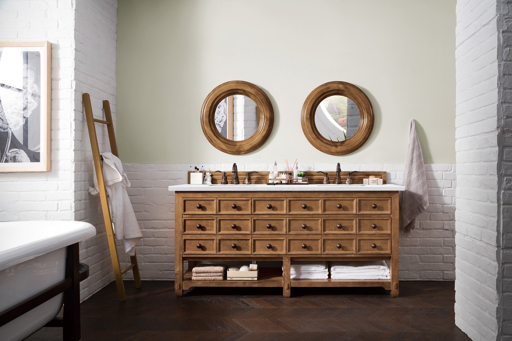 Malibu 72 Inch Double Vanity with Honey Alder Wood and 3CM Arctic Fall Solid Surface Top - Perfect for Modern Bathroom Renovation and Master Suite Upgrade