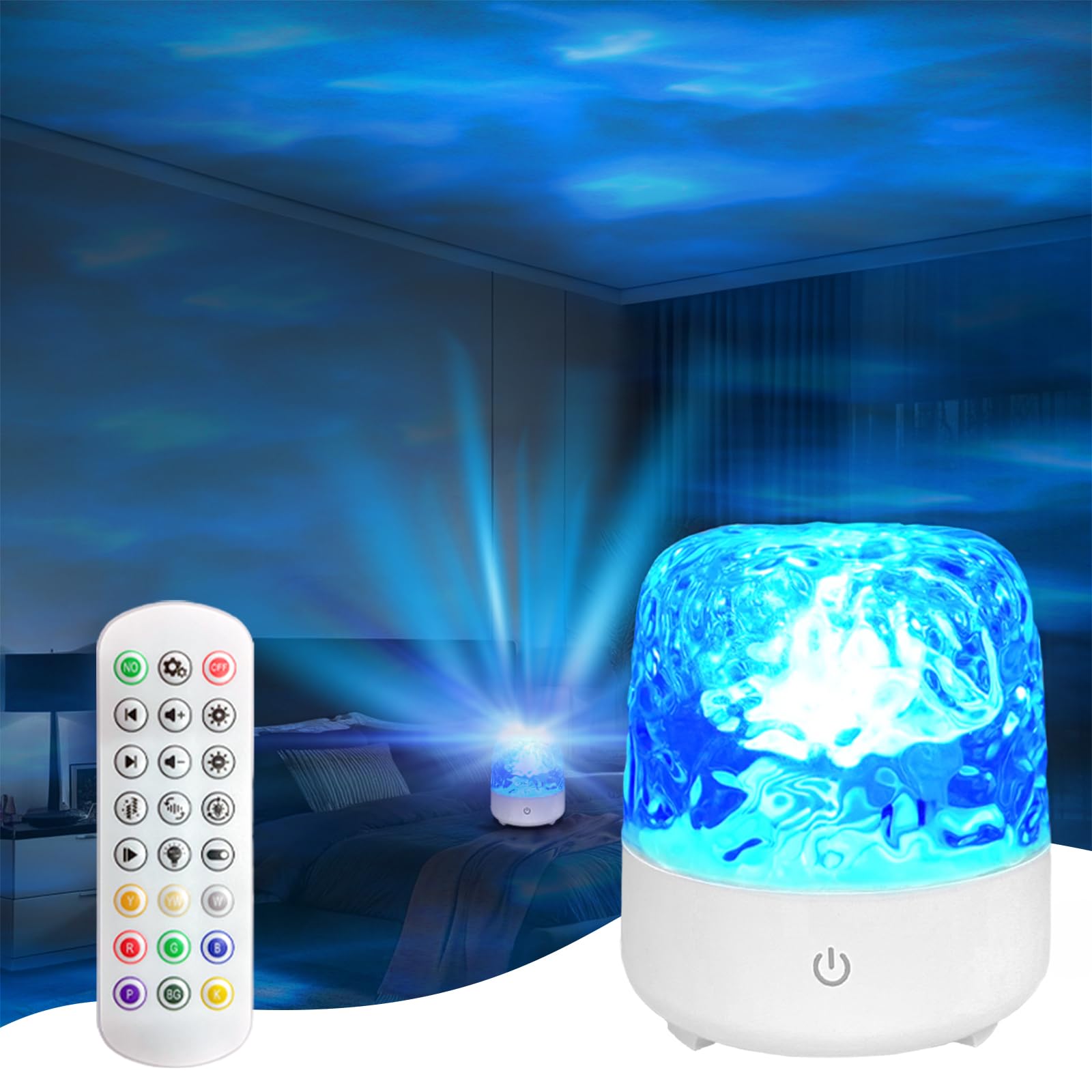 Ocean Galaxy Light Projector - 16 Color Aurora Night Light with Remote, 30 3D Lighting Modes for Bedroom, Game Room & Bar Decor | Underwater Effect Mood Lamp for Relaxation, Parties & Home Ambiance (Round)