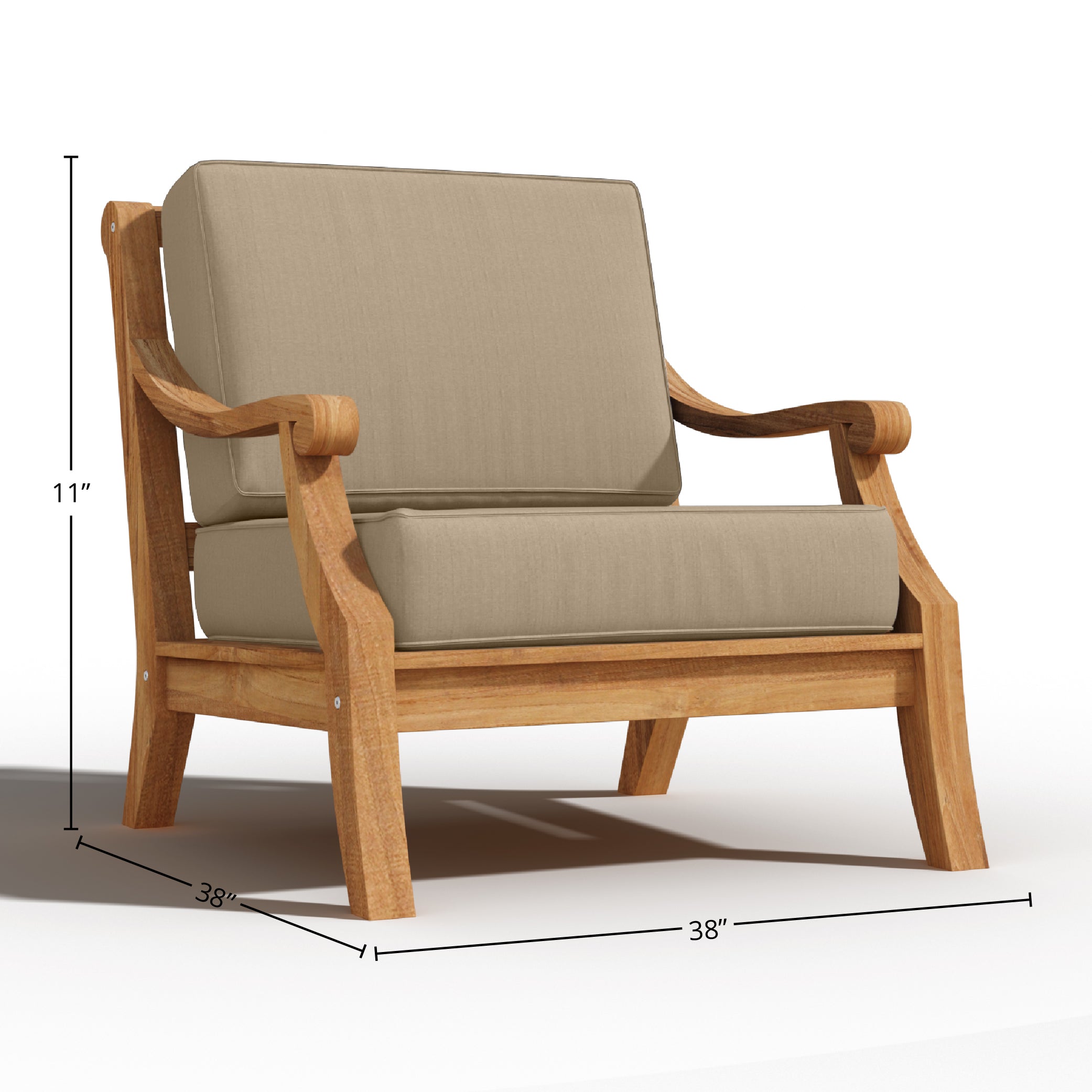 Premium 4-Piece Teak Outdoor Patio Deep Seating Set with Sunbrella Fawn Cushions - Durable Garden Furniture for Backyard, Poolside & Patio Relaxation