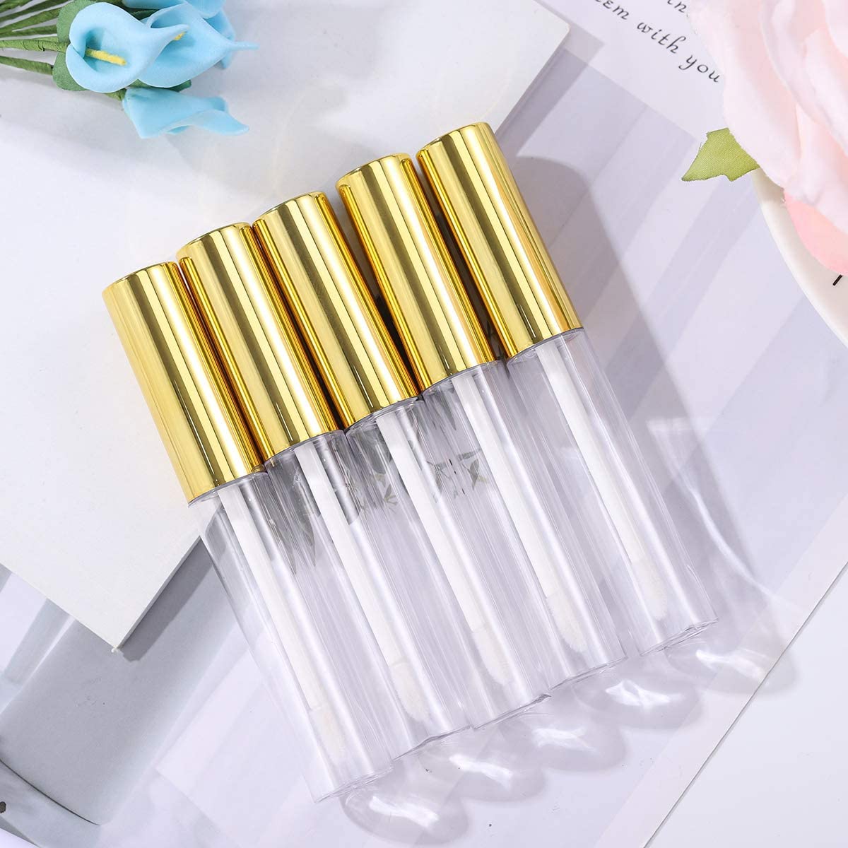 3-Pack 5ml Premium Unbreakable Plastic Travel Lip Gloss Containers - Clear Refillable Lip Care & Cosmetic Oil Bottles with Plug for Makeup, Skincare, DIY Beauty (Great for Travel, Home & Salon Use)