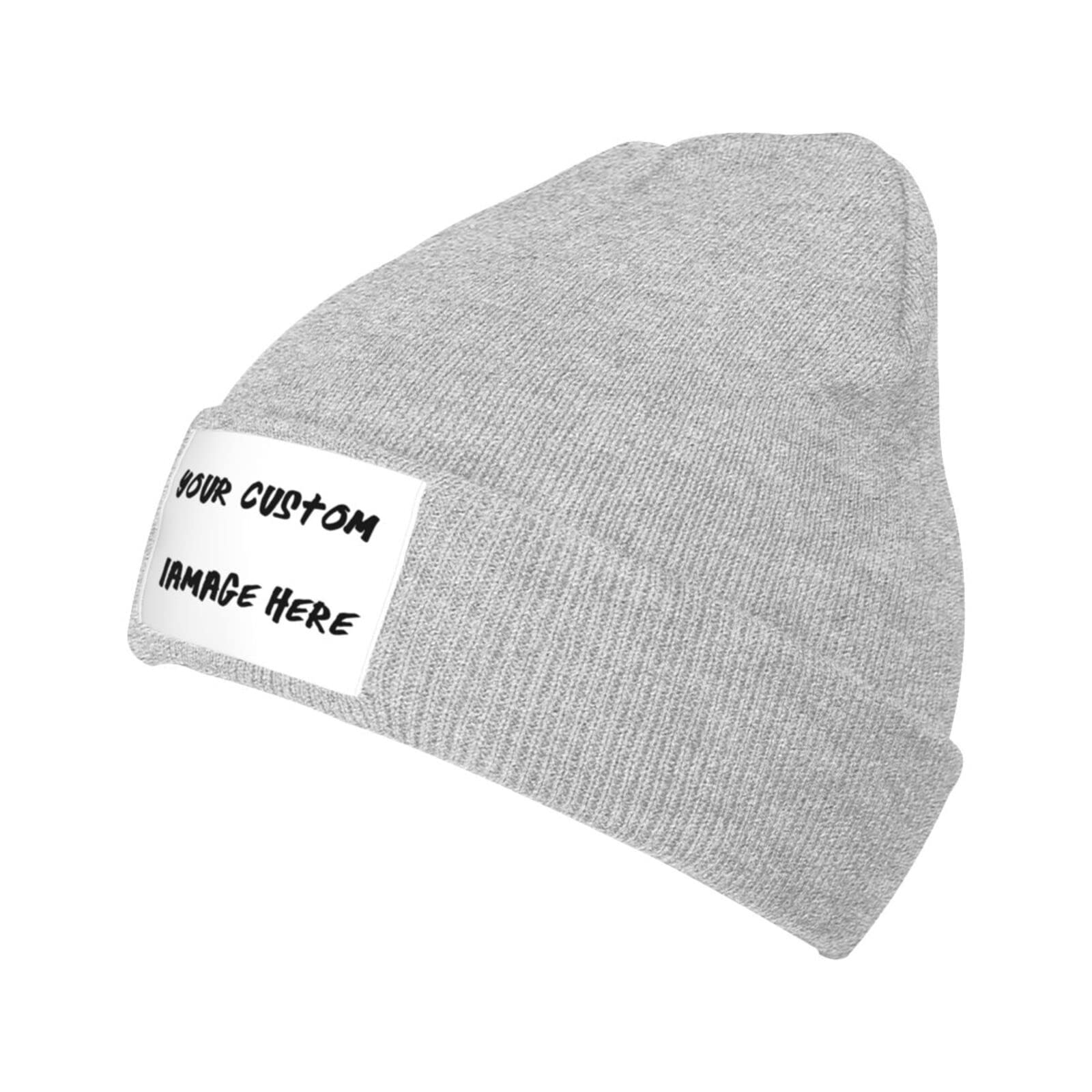 Custom Knit Beanies for Men & Women - Personalized Winter Hats with Text/Photo/Name - Warm Fleece-Lined Beanie for Skiing, Snowboarding & Outdoor Activities