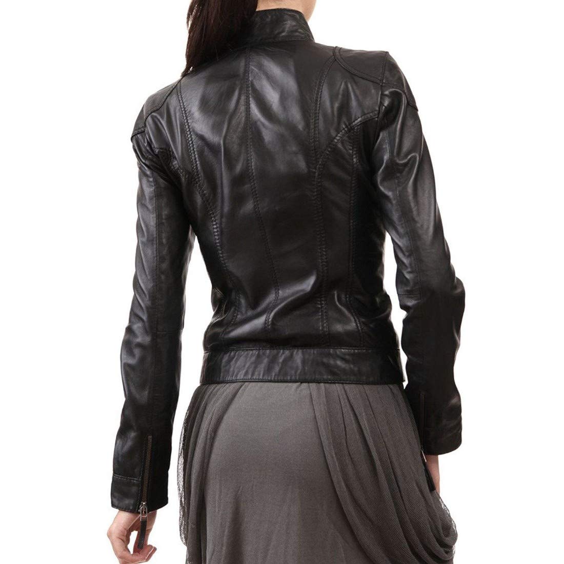 Women's Genuine Leather Motorcycle Jacket - Stylish Quilted Bomber Biker Jacket for Women, Black - Perfect for Riding, Casual Outfits & Night Out