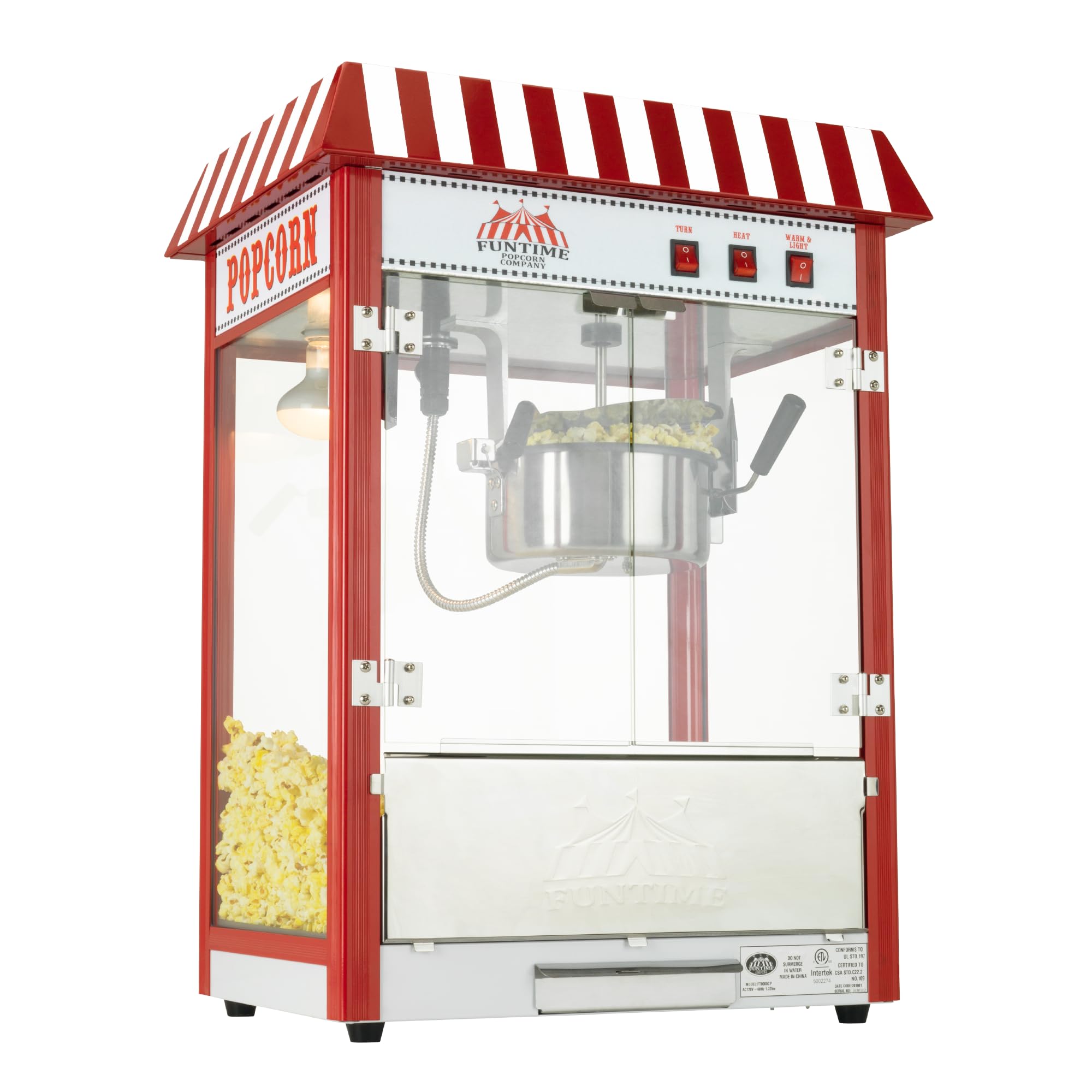 Funtime FT8000CP Commercial Popcorn Maker Machine - 8 oz Capacity, Red - Perfect for Movie Nights, Parties, and Concession Stands
