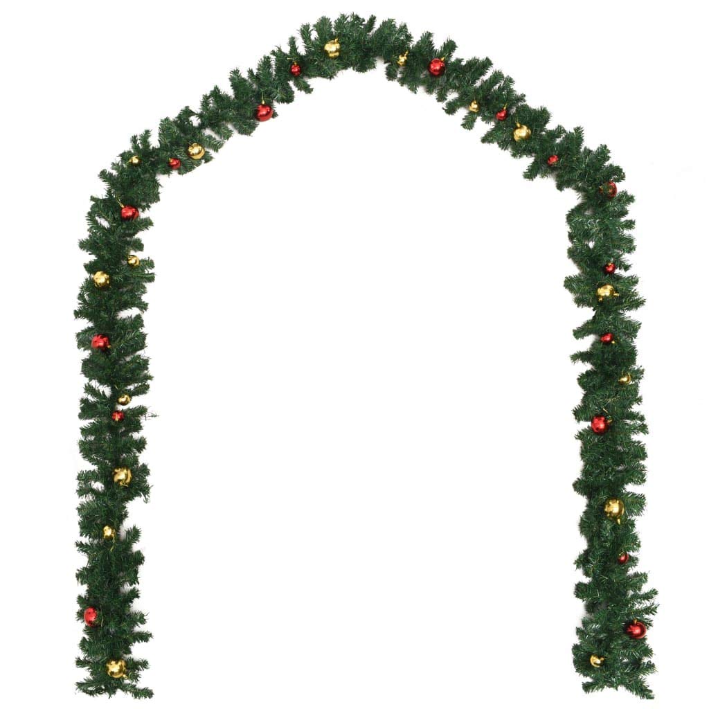 Christmas Garland Streamers Wreath - 4 Pack Green PVC Holiday Decor with Baubles (106.2 Inch) for Xmas Party, Valentine's Wedding, Garden & Wall Decorations | Perfect for Indoor/Outdoor Holiday Festivities