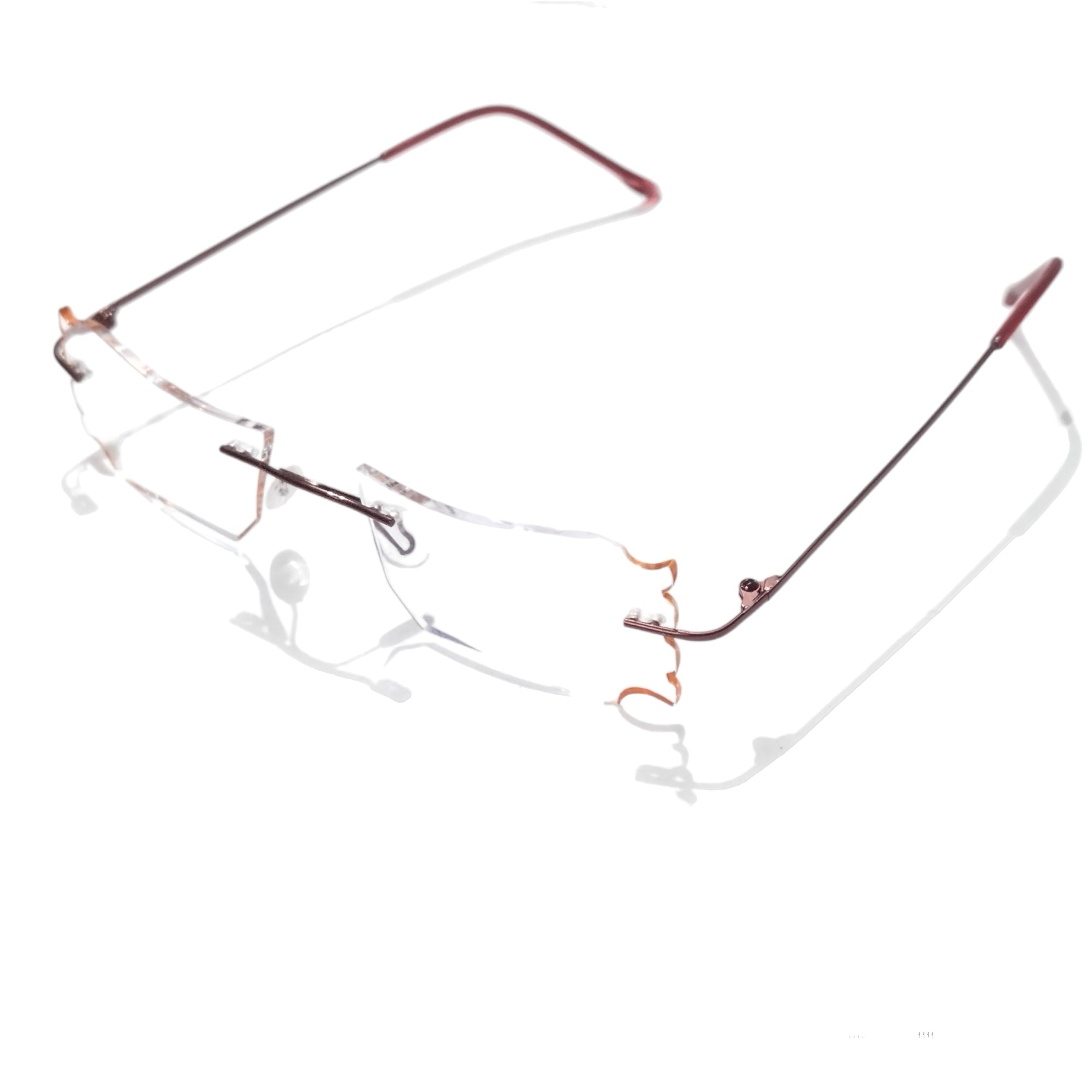 Stylish Red Rimless Eyeglasses with Blue Light Blocking Lenses - Perfect for Parties, Work & Screen Time Protection