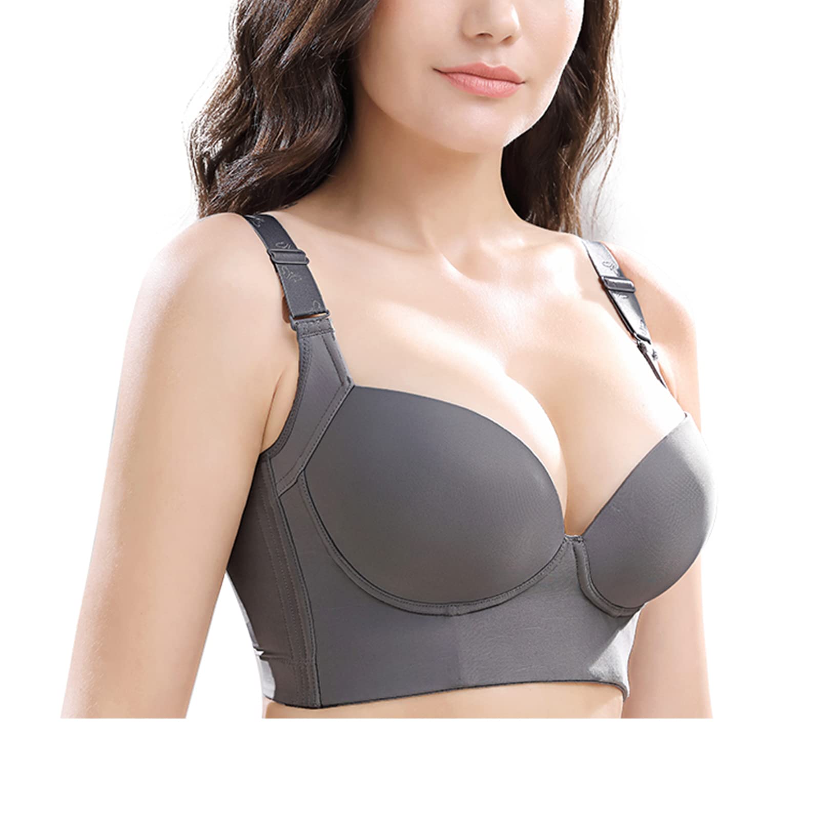 Plus Size Full Back Coverage Bra - Hide Back Fat, Deep Cup Push Up Sports Bra with Built-in Shapewear for Women | Comfortable Support for Workouts, Yoga & Everyday Wear