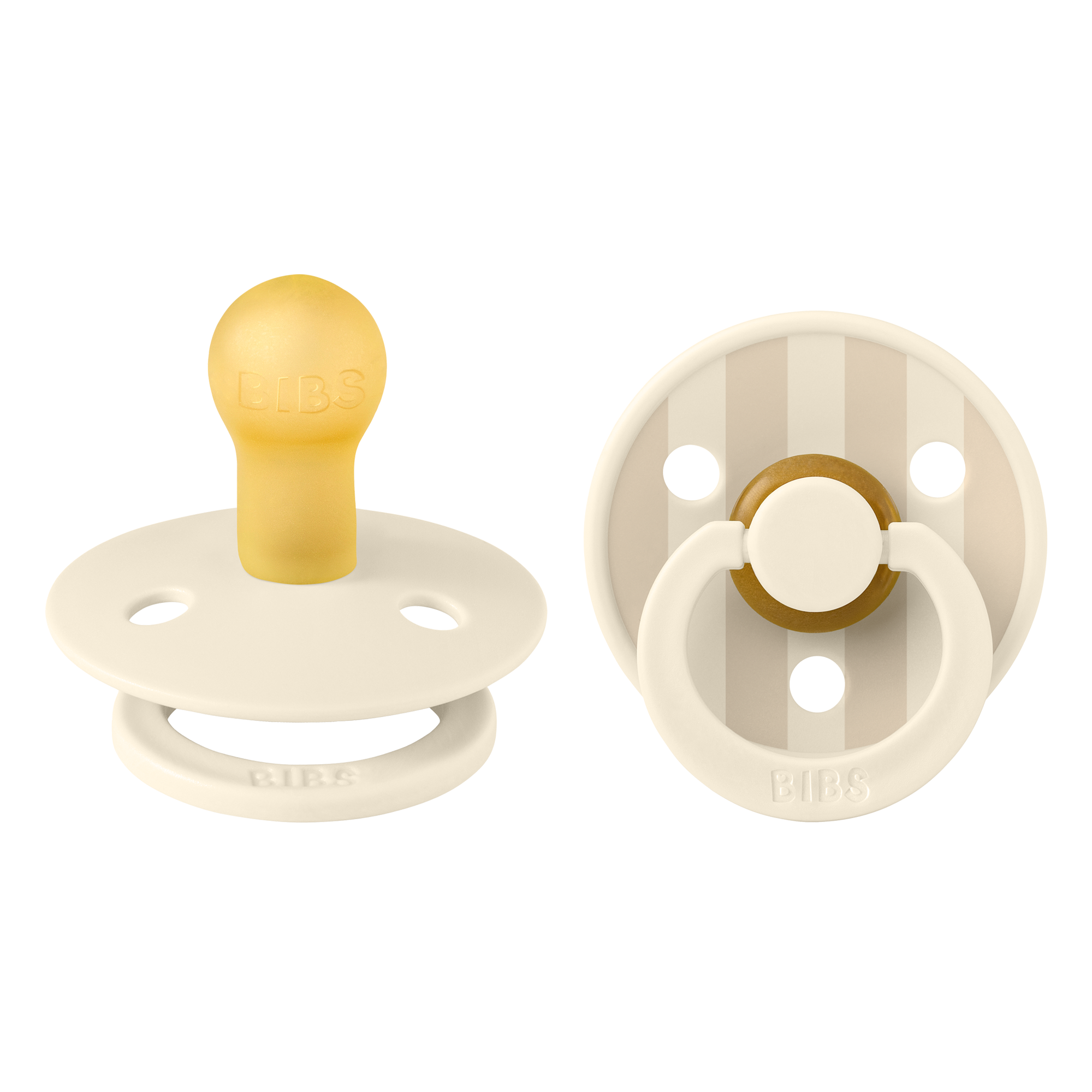 BIBS Studio Collection Round Pacifiers - Twin Pack (Pinstripe) - Soothing Baby Dummies for Newborns & Infants - Perfect for Daycare, Travel & Bedtime Comfort