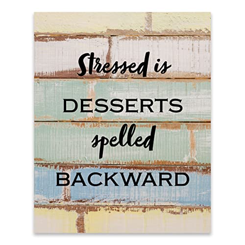 Farmhouse Kitchen Wall Decor - Rustic Wooden Signs for Dining Room & Home Decor, 8x10 Print - Perfect for Farmhouse, Cottage & Country Style Kitchens