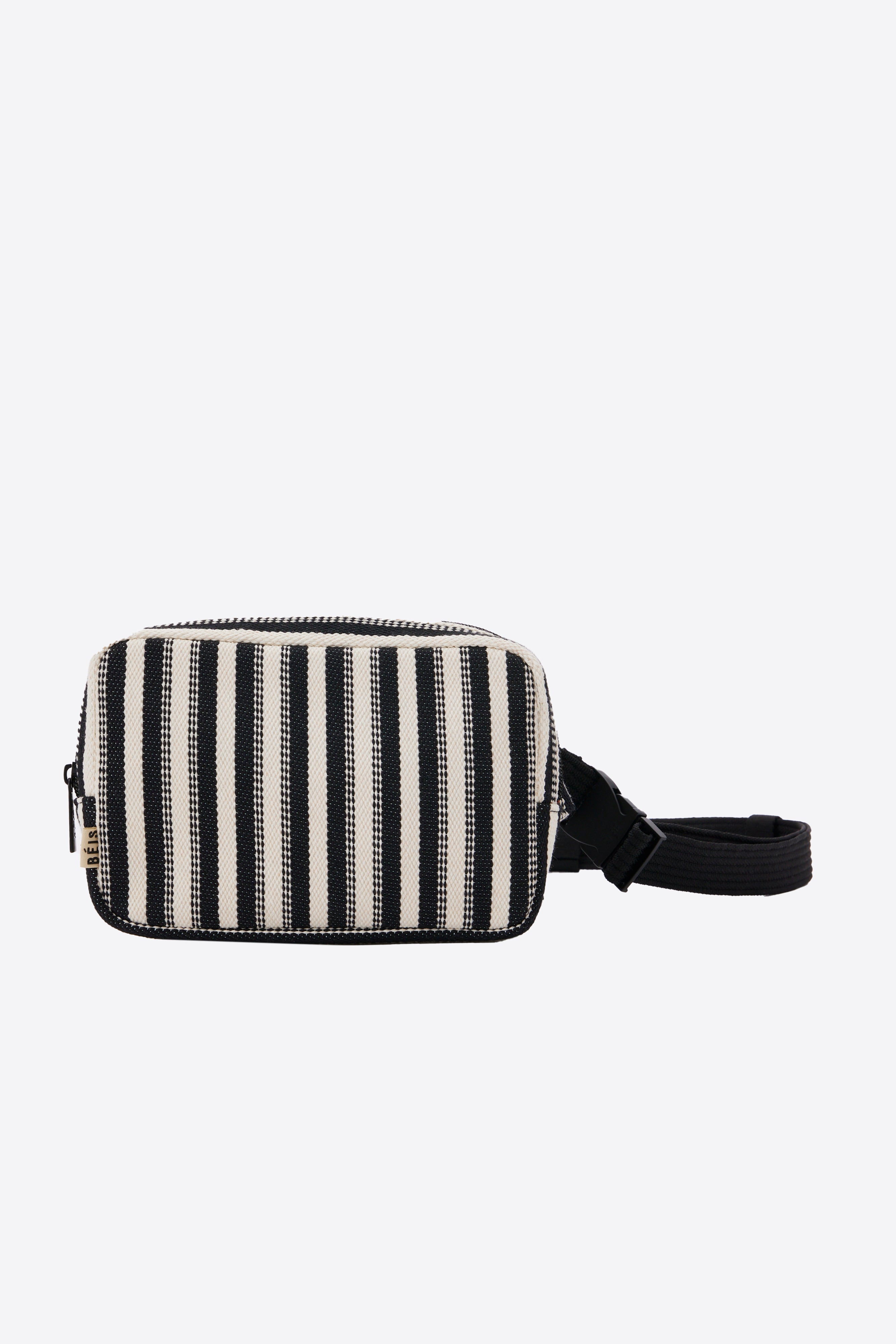 Black Stripe Belt Bag - Stylish & Functional Waist Pack for Travel, Running, Hiking & Everyday Use