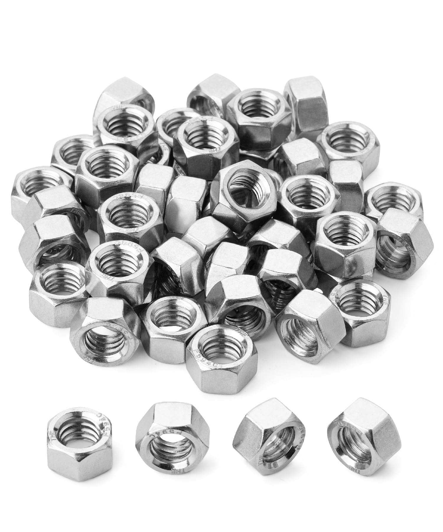 Bates 3/8-16 Stainless Steel Hex Nuts (50 Pack) - Corrosion Resistant Hardware for Construction, Machinery & DIY Projects