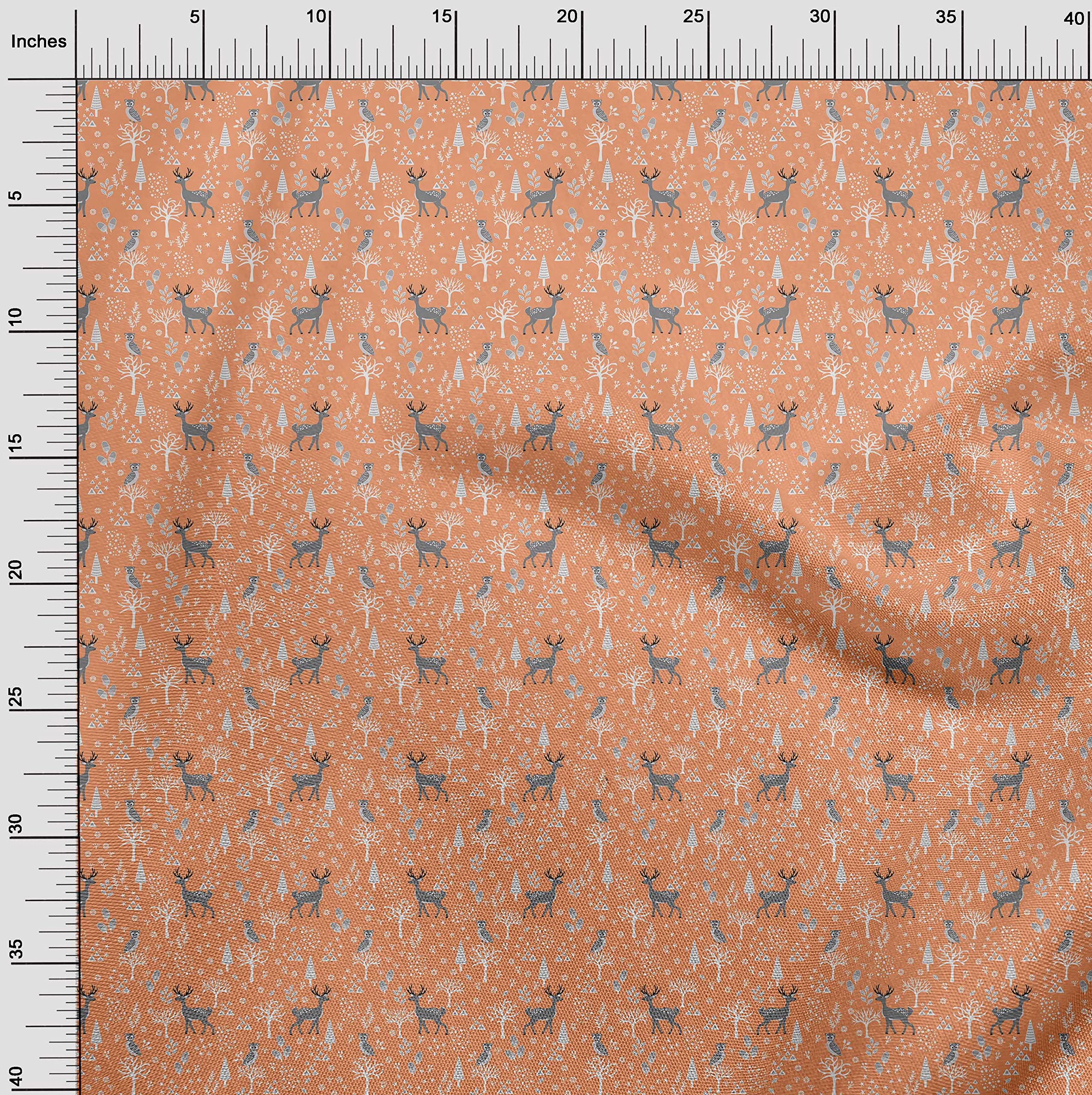 oneOone Rayon Orange Animal Print Fabric by The Yard - 56 Inch Wide for DIY Clothing, Sewing Projects & Home Decor | Soft, Durable & Easy to Sew