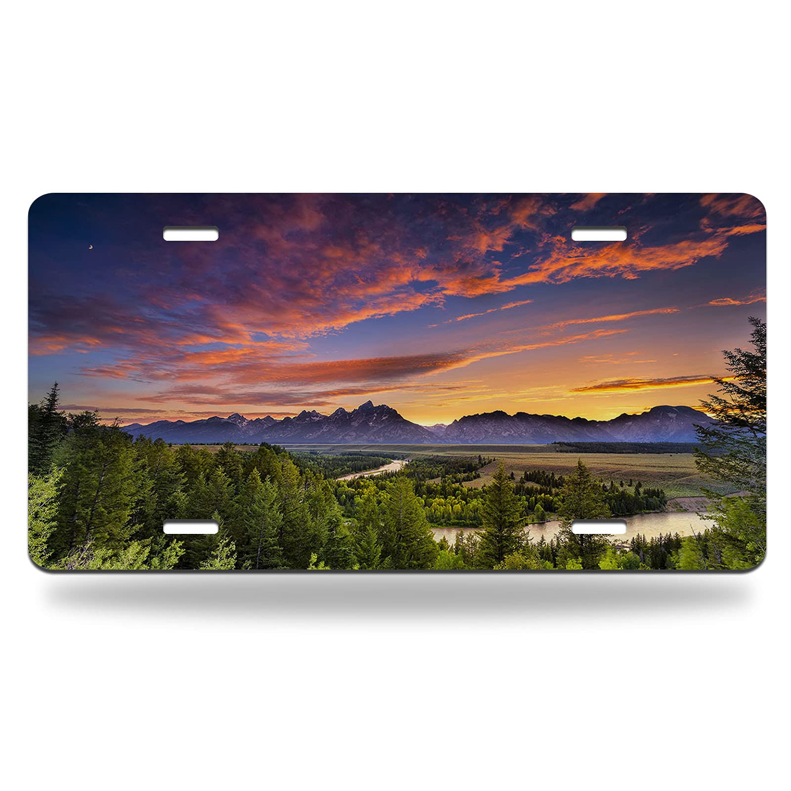 Colorful Sunset at Snake River Overlook Metal License Plate - 12x6 Inch Vanity Car Tag for Men & Women - Perfect for Grand Teton National Park Lovers & Road Trip Enthusiasts