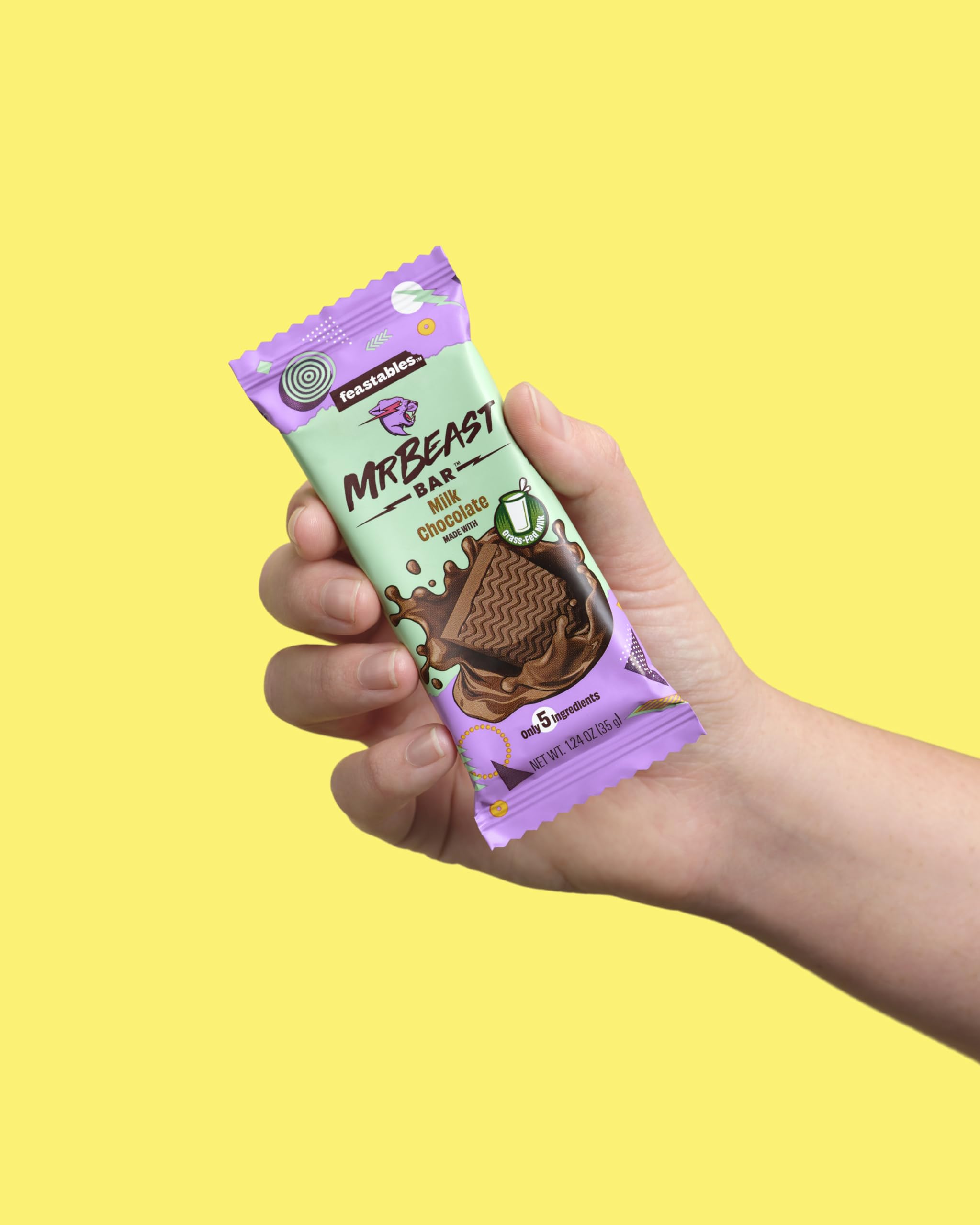 Feastables MrBeast Mini Milk Chocolate Bars - 24 Count (35g Each) | Grass-Fed Milk Chocolate & Organic Cocoa | 5 Simple Ingredients | Perfect for Snacking, Lunchboxes & Party Favors