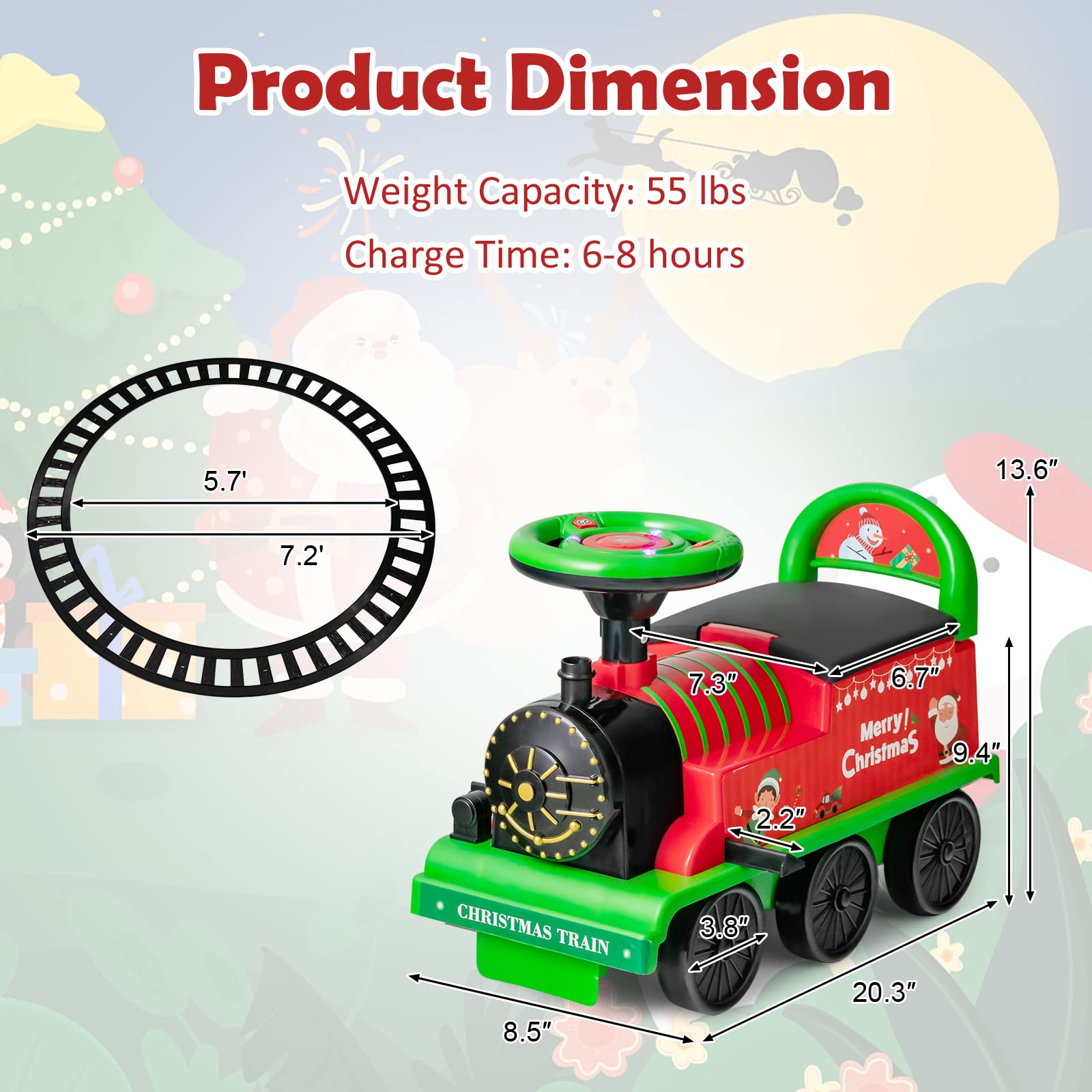 HONEY JOY 6V Battery Powered Electric Ride On Train Toy for Kids with 16 PCS Tracks, Flashing Lights & Music, Storage Seat - Playable Without Tracks - Perfect Gift for Boys & Girls (Green) - Indoor & Outdoor Play, Birthday & Christmas Present